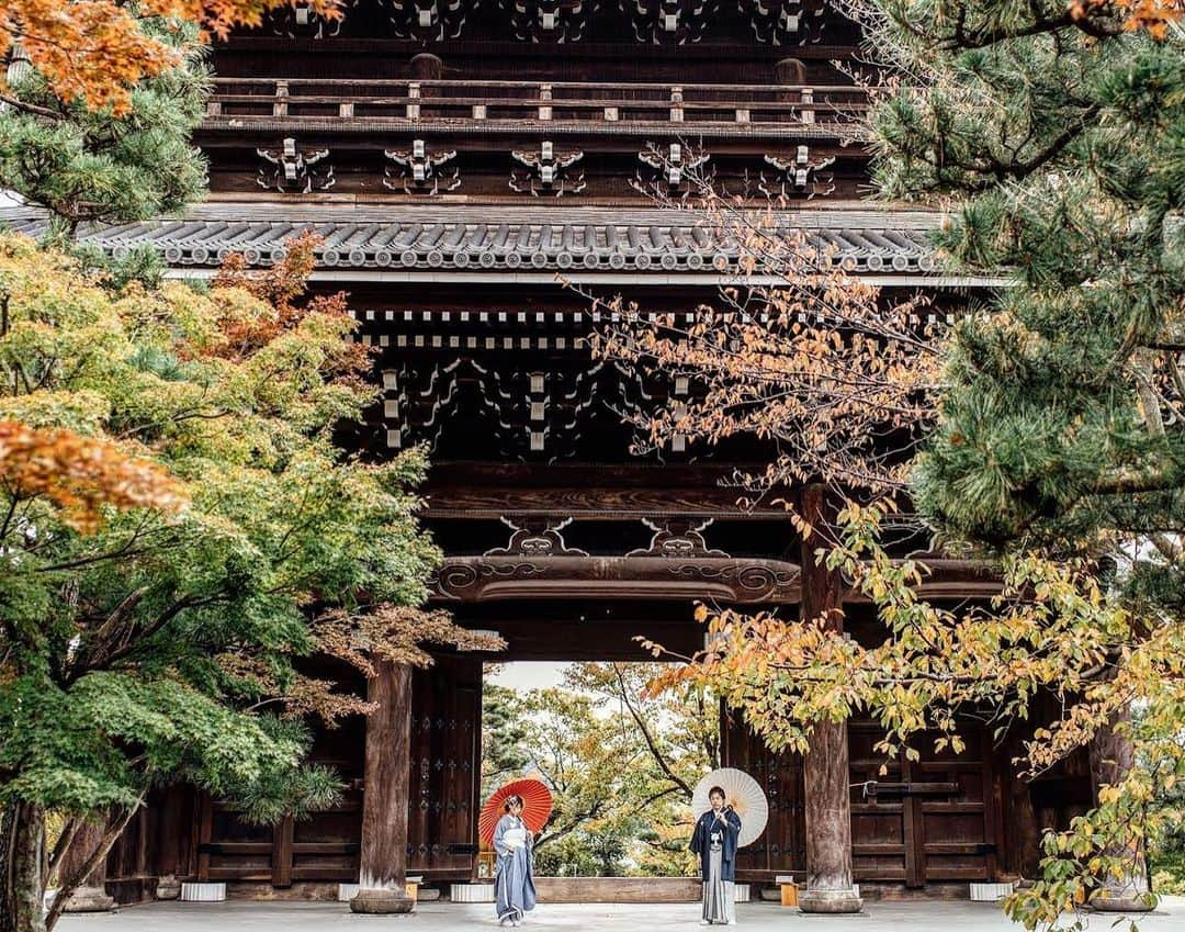 TAKAMI BRIDAL 神社和婚のインスタグラム：「⁂前撮りのご案内⁂ 【金戒光明寺】 浄土宗の大本山。承安5年法然上人が比叡山の黒谷を下り、草庵を結ばれたのが浄土宗最初の寺院のはじまり。山門から境内にかけては城郭構造となっており、幕末には会津藩主により京都守護職会津藩の本陣と指定された。また新選組の発祥の地としても有名です。春には山門にかかる桜が美しく秋には紅葉がございます。また季節により特別公開される、「紫雲の庭」は枯山水庭園で荘厳な雰囲気が漂います。 ⁂ ●料金：220,000円 ●撮影にかかる時間：約４時間 ●撮影可能な日：平日（施設行事等の開催時は除く） ●撮影場所のエリア：京都市左京区 ・ ・ #神社 #神社挙式 #神社結婚式 #京都神社 #結婚式 #和婚 #和婚をもっと盛り上げたい #白無垢 #和装 #和装結婚式 #京都結婚式 #滋賀結婚式 #京都花嫁 #滋賀花嫁 #タカミブライダル #タカミブライダル京都 #takamibridal #金戒光明寺 #京都紅葉 #紅葉 #紅葉前撮り」