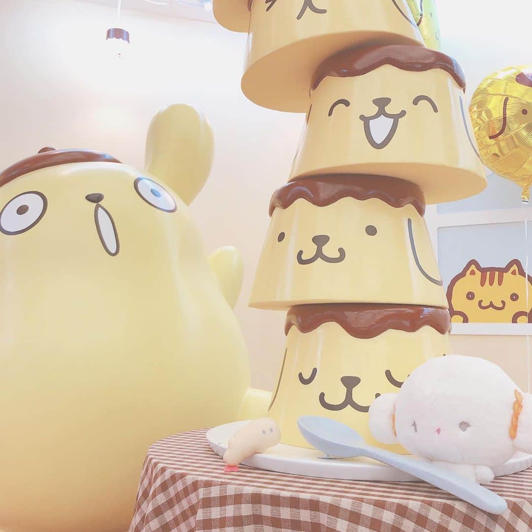 こぎみゅん（サンリオ）のインスタグラム：「. おいしそうなプリンだみゅん‥☆ 食べていいみゅん‥？ #プリン #ポムポムプリン #サンリオ #キャラクター #小麦粉の妖精 #こぎみゅん #可愛い #sanrio #character #cogimyun #pompompurin」