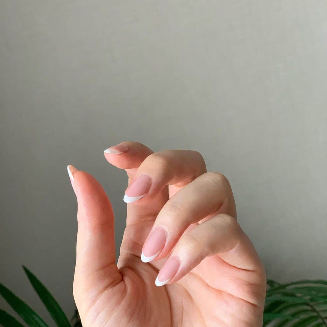 のインスタグラム：「・ ・ 血色がよく見えるクリアピンクの白フレンチ。 最近の定番♡こればかり˚⁎⁺˳✧༚ ・ ・ #frenchnails #nails #nail #simple #simplenails #フレンチ #フレンチネイル #シンプル #シンプルネイル #定番 #定番ネイル」