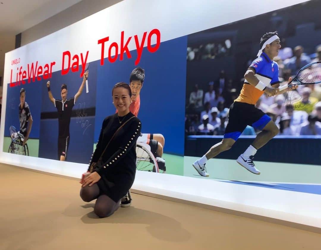 のインスタグラム：「※ To watching special match ✨ @keinishikori @rogerfederer  @gordonreid @ayumuhirano1129  @johnrisner  And more 🎾 . 今夜はUNIQLO主催の UNIQLO LifeWear Day Tokyo の チャリティーマッチを見に🎾 . 錦織選手のプレイは見れなかったけど フェデラーのプレイが見れて大満足✨ . スペシャルゲストには平野歩夢✨ . . #uniqlo #ユニクロ #uniqlolifeweardaytokyo #錦織圭 #ロジャーフェデラー #rogerfederer #keinishikori #shingokunieda #国枝慎吾」