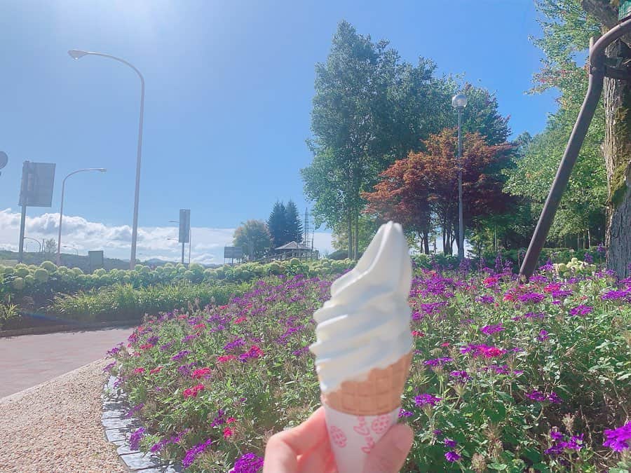 長谷川萌美さんのインスタグラム写真 - (長谷川萌美Instagram)「. 北海道 2日目 #旭川 へ #イオンモール旭川 さんにてリリースイベント🎤 . 札幌から移動中 #砂川 SAにて 大空とお花とソフトクリーム🍦 . そしてリリースイベントで２回歌わせて頂きました♪ この日は初披露のカバー曲を2曲交えながらのライブで楽しかったです☺️お越し下さった方、ありがとうございました🙏✨💗 . 私の大好きな #バターサンド 💕レーズンとかラムレーズン大好き🍇 .  #ビタスイ  #遠ラブ #北海道 #リリースイベント #リリイベ  #live #ライブ #ツアー」10月14日 22時42分 - moemi_hasegawa