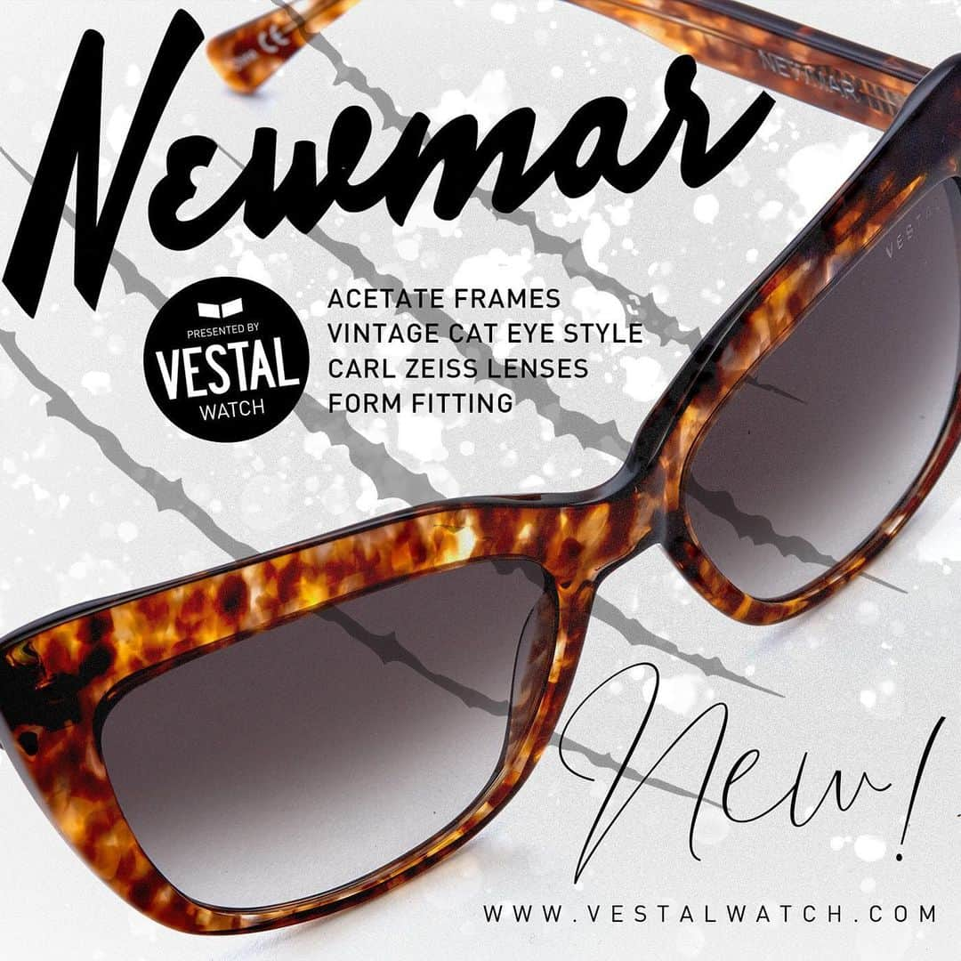 ベスタルのインスタグラム：「THE NEWMAR  Acetate frames. Vintage cat eye style. Carl Zeiss lenses. Form fitting.」