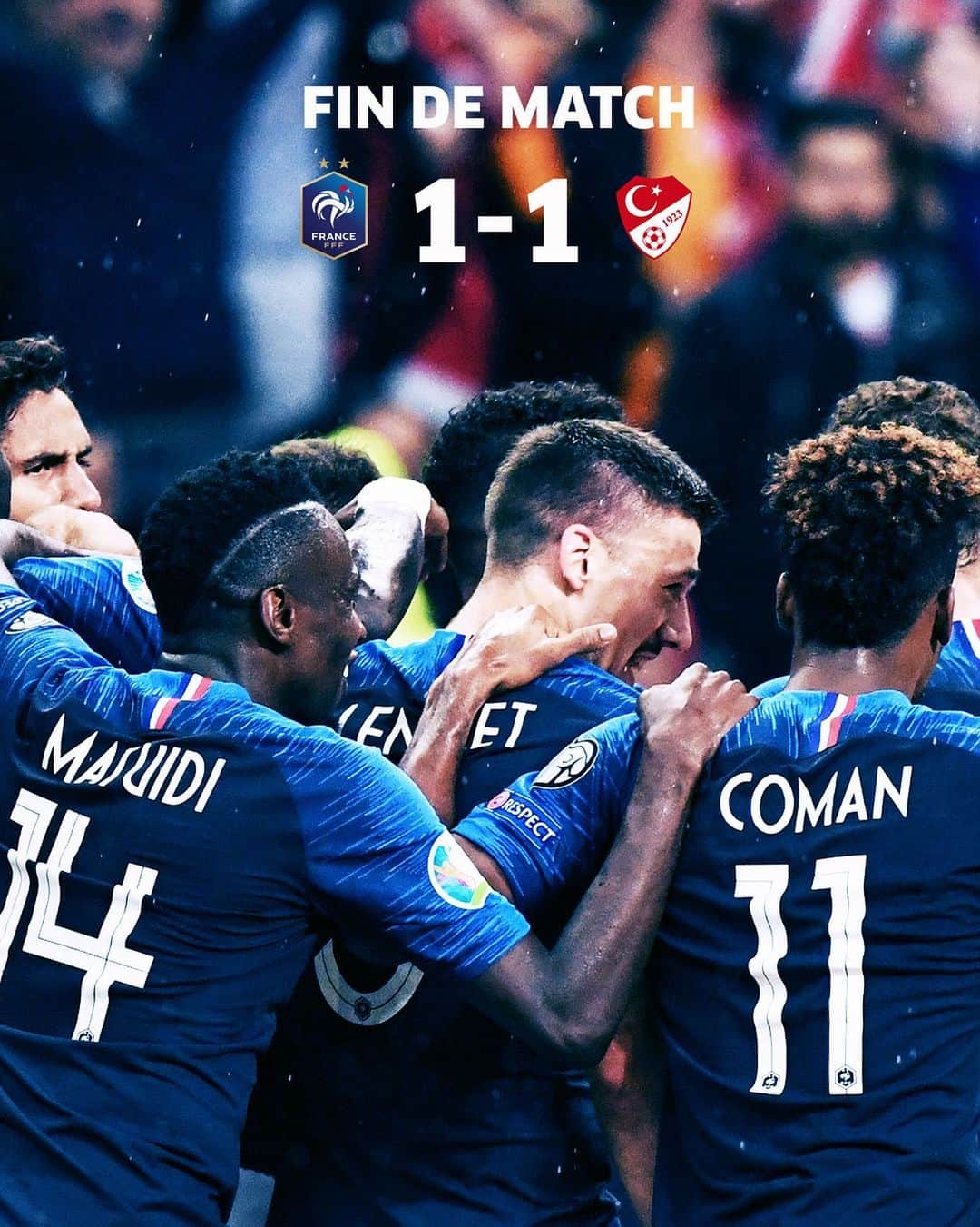 サッカー フランス代表チームさんのインスタグラム写真 - (サッカー フランス代表チームInstagram)「C’est terminé ! Match nul (1-1) entre nos Bleus et la Turquie ! 🇫🇷🇹🇷 #FiersdetreBleus #FRATUR - The match finishes in a draw 🇫🇷🇹🇷」10月15日 5時42分 - equipedefrance