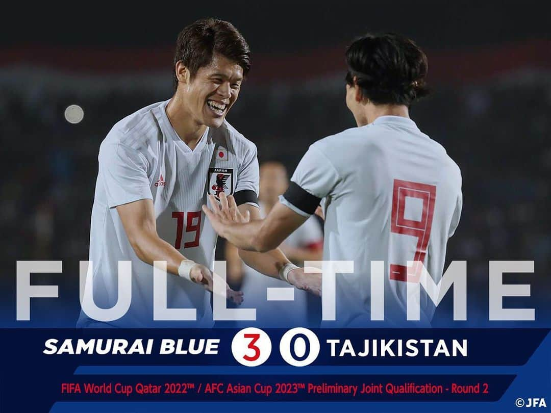 日本サッカー協会さんのインスタグラム写真 - (日本サッカー協会Instagram)「#SAMURAIBLUE 、3-0でタジキスタン代表に勝利！ ・ #daihyo #SAMURAIBLUE #新しい景色を2022 ―――――――――――――――――― 2022FIFAワールドカップカタールアジア2次予選 #SAMURAIBLUE🇯🇵3-0🇹🇯タジキスタン ⚽53分,56分 #南野拓実 ⚽82分 #浅野拓磨 ・ 📅10/15(火) 21:15KO 📍Republican Central Stadium 📺テレビ朝日系列で全国生中継 ・ 👉大会情報はJFA.jpへ ――――――――――――――――――」10月15日 23時35分 - japanfootballassociation