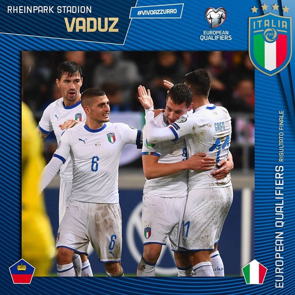 サッカーイタリア代表さんのインスタグラム写真 - (サッカーイタリア代表Instagram)「⏱RISULTATO FINALE 🇱🇮 #LiechtensteinItalia 🇮🇹 0️⃣-5️⃣ ⚽️ 2’ #Bernardeschi, 70’, 92’ #Belotti, 77’ #Romagnoli, 82’ #ElShaarawy 🏟 #RheinparkStadion - #Vaduz 🇪🇺 #EuropeanQualifiers  #LIEITA #Azzurri  #VivoAzzurro」10月16日 5時37分 - azzurri