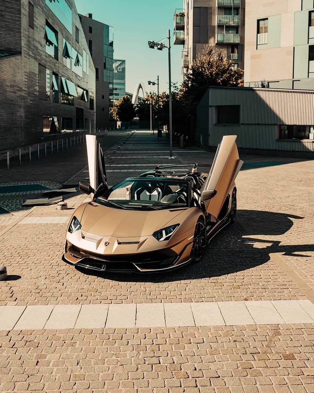 ランボルギーニのインスタグラム：「The Aventador SVJ Roadster is proof that beautiful things can not only be seen and touched but also felt with the heart; just like its driver can instantaneously feel the thrust of acceleration.  Which emoji would you use to describe it?  #Lamborghini #AventadorSVJRoadster #Milan」