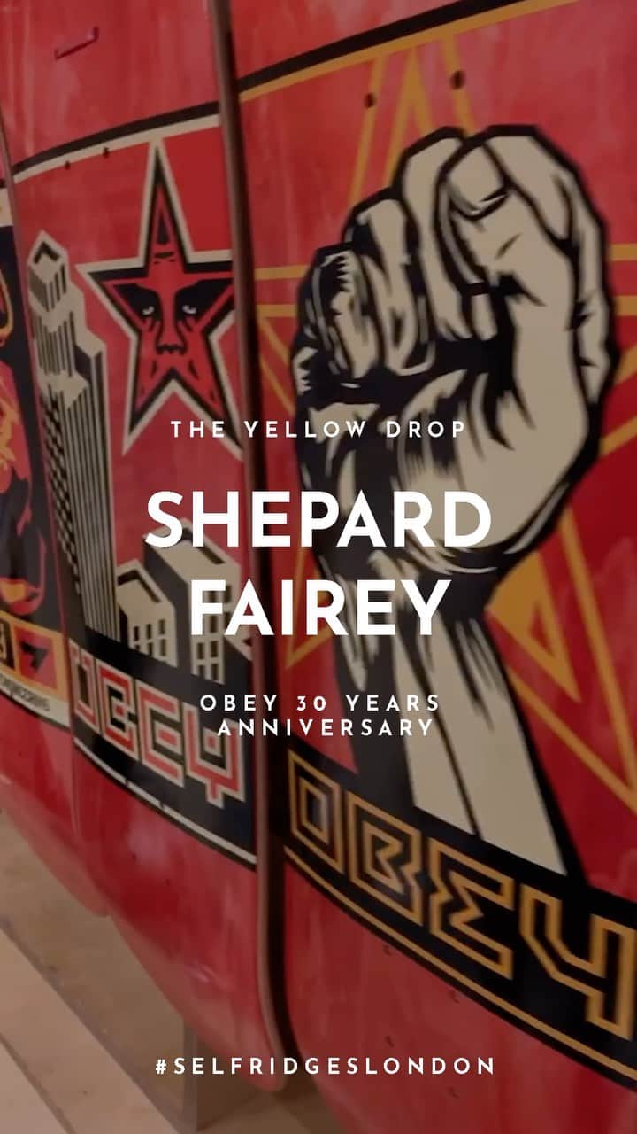 Shepard Faireyのインスタグラム：「While I was in London this month, I got to speak with @highsnobiety at @theyellowdrop in @theofficialselfridges. If you couldn't make it, here's a recap clip! Special thanks to my team at @obeyclothing, especially @leaddistribution, The Yellow Drop and High Snobiety staff, Jonathan Furlong for documenting, and Selfridges for having us! - Shepard⁠ ⠀⠀⠀⠀⠀⠀⠀⠀⠀⁣⁠⠀⁠⠀ #obey #obeygiant #shepardfairey #theyellowdrop #selfridgeslondon #obeyclothing #London」