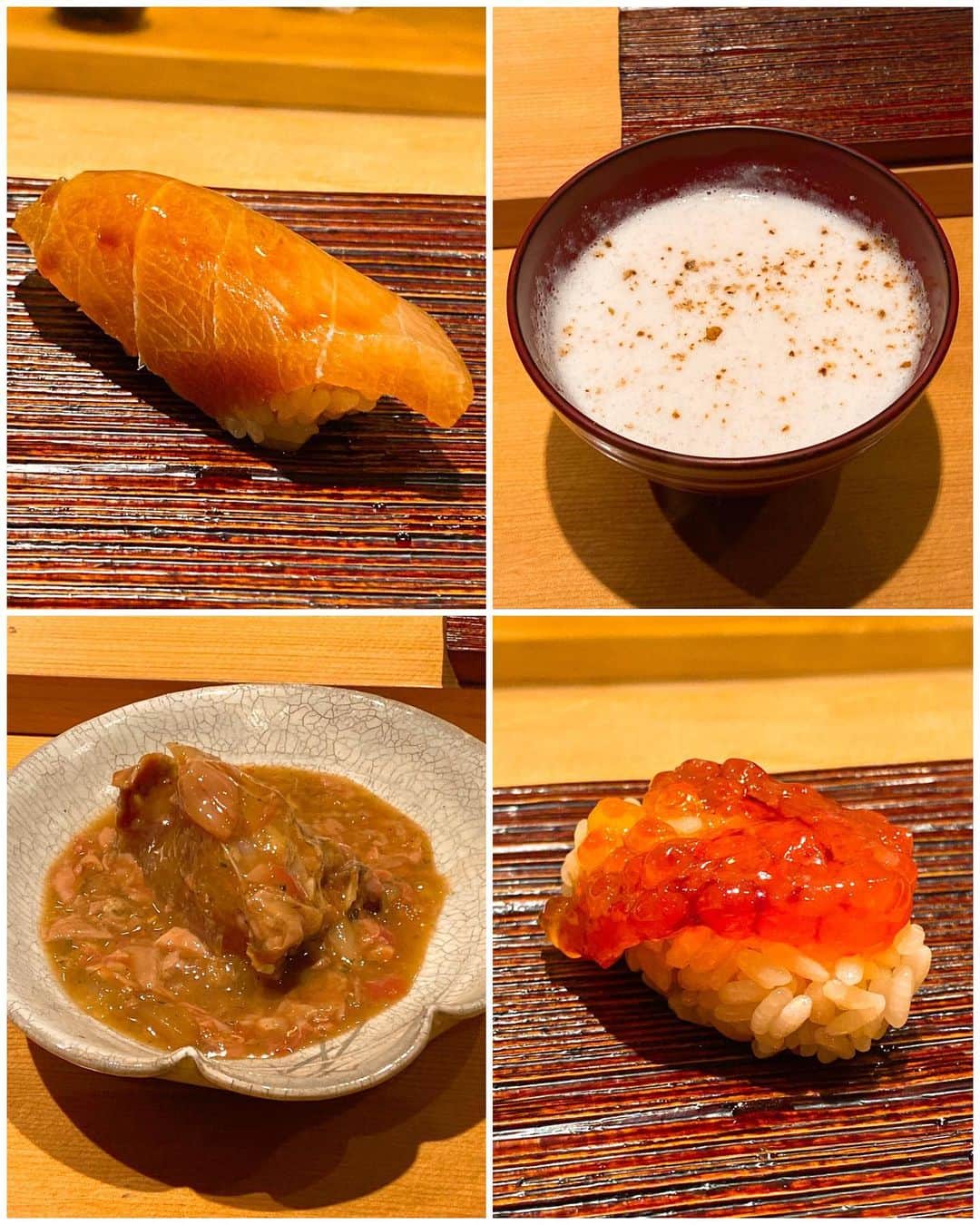 秋山具義さんのインスタグラム写真 - (秋山具義Instagram)「【2019年 寿司55軒目『すし 㐂邑』Oct.16】﻿ ﻿ 今日も、美味しすぎた『すし 㐂邑』！！！﻿ ホッキ貝リゾット、永遠に食べ続けられる！！！﻿ このこ蕎麦、白子スープも、最高だった！！！﻿ ﻿ 握りは、全て、最高に、美味しかった！！！﻿ ﻿煮ヤリイカ、ヤバかった！！！ つまみで、﻿ ハマグリスープ﻿ このこ蕎麦﻿ 白子スープ﻿ ホッキ貝リゾット﻿ 焼きマナガツオ﻿ ワタリガニのブランデー塩辛﻿ ﻿ 握りで、﻿ シャリテイスティング海苔巻き﻿ イサキ 14日熟成﻿ コダイ酢漬け 7日熟成﻿ 煮ヤリイカ﻿ ブリ 30日熟成﻿ カワハギ肝入り﻿ サンマ 10日熟成﻿ ホッキ貝 3日熟成﻿ 中トロ藁燻製 46日熟成﻿ スジコ 21日熟成﻿ マカジキ 58日熟成﻿ カツオ てこね寿司﻿ 熟成アマダイ入りタマゴ焼き﻿ ﻿ #すし㐂邑 #二子玉川寿司 #寿司 #鮨 #sushi #具義寿司2019 ﻿」10月16日 21時45分 - gugitter