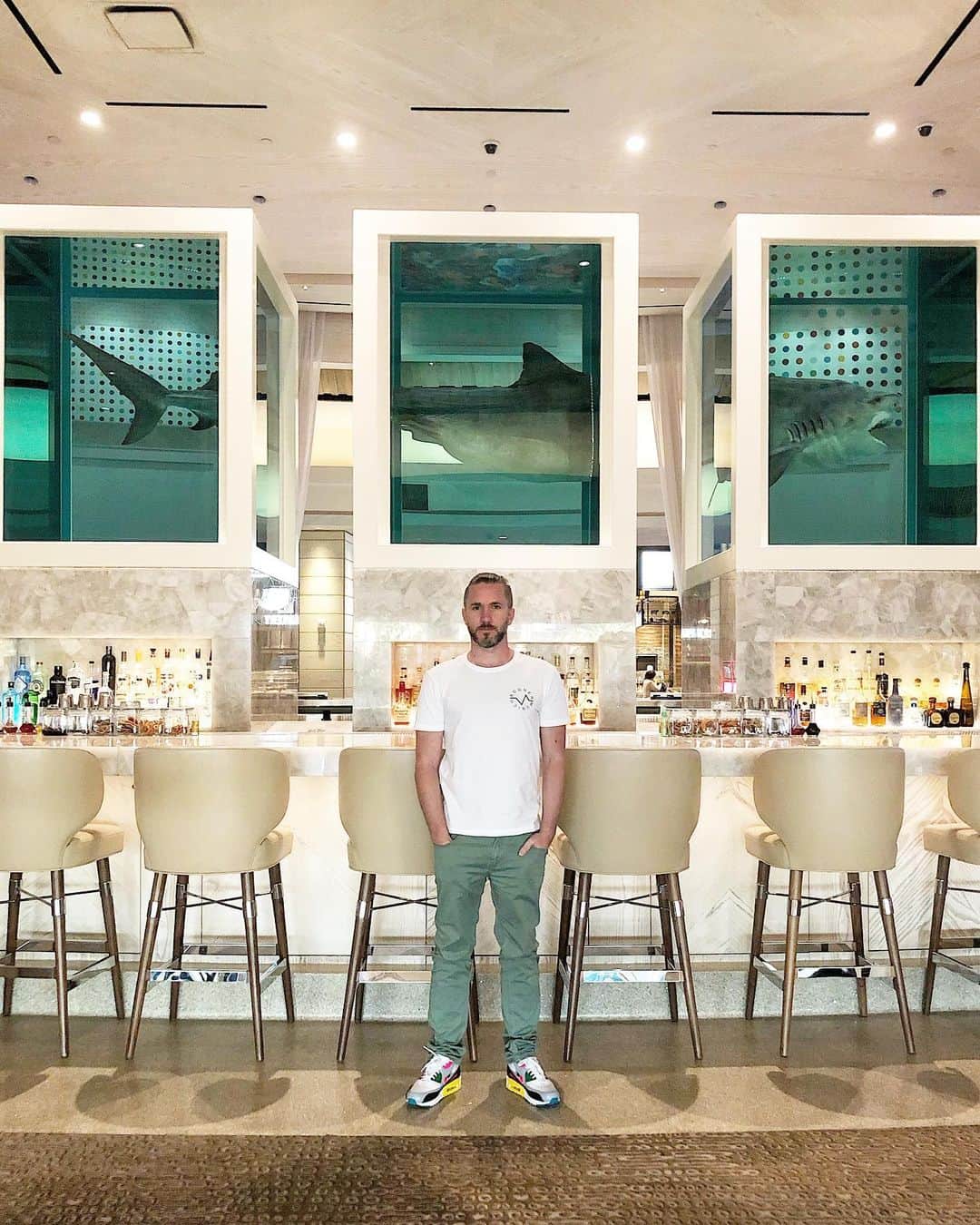 ニック・ハイドフェルドのインスタグラム：「#lasvegas #art @damienhirst @palms #shark #sneakers #holiday」