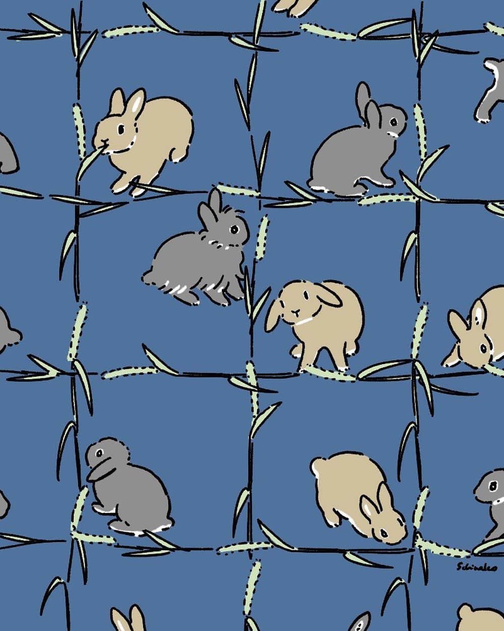 森山標子(しなこ)/Schinakoさんのインスタグラム写真 - (森山標子(しなこ)/SchinakoInstagram)「Day 17 Checkered pattern that rabbits check hay🐇 牧草チェック #inktober #Inktober2019 * #illustration#art#drawing#design#acrylicpaint#アクリル絵の具#rabbit#bunny#うさぎ」10月17日 17時26分 - schinako
