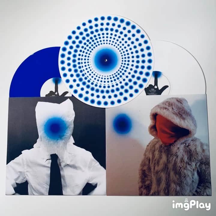 小山田圭吾のインスタグラム：「⚡️🔵⚡️ Deluxe reissue of Cornelius "Point" with a 2nd LP of remixes (Kings of Convenience, Matthew Herbert, Yann Tomita) and a Side B etching. Plus: custom Cornelius paper animation disc and pressed on opaque blue + white LPs.」