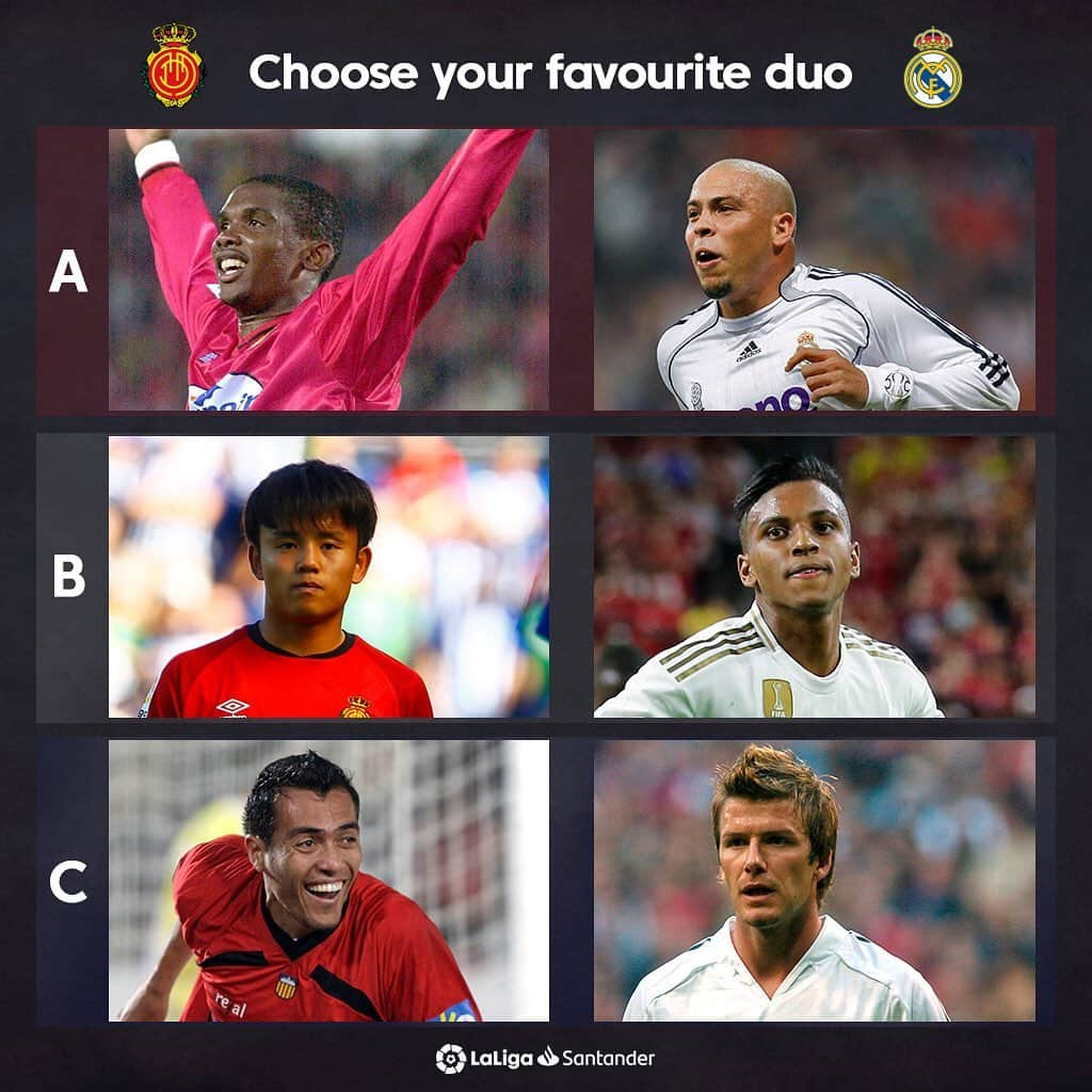 LFPさんのインスタグラム写真 - (LFPInstagram)「Choose just one... 𝐀,𝐁, 𝐂?? 😜 • #RCDMallorca #RealMadrid #RCDMallorcaRealMadrid #LaLigaSantander #LaLiga #Etoo #Ronaldo #Kubo #Rodrygo #Arango #Beckham」10月17日 22時06分 - laliga