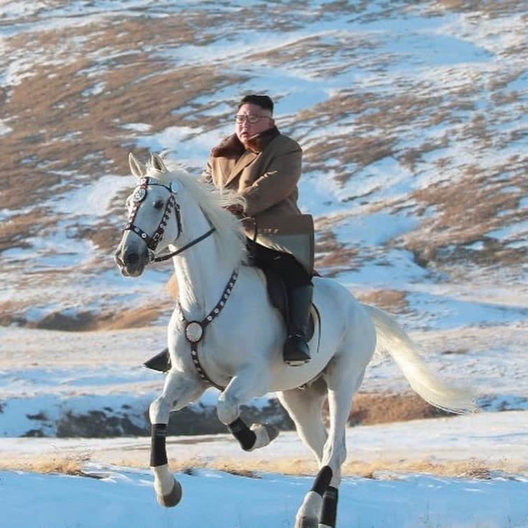 シャーロット・ケンプ・ミュールさんのインスタグラム写真 - (シャーロット・ケンプ・ミュールInstagram)「Kim Jong-Un riding a white horse is too majestic not to post... It’s just a shame that Dennis Rodman isn’t shirtless behind him. The next Chanel fragrance campaign, perhaps?」10月17日 23時50分 - charlottekempmuhl