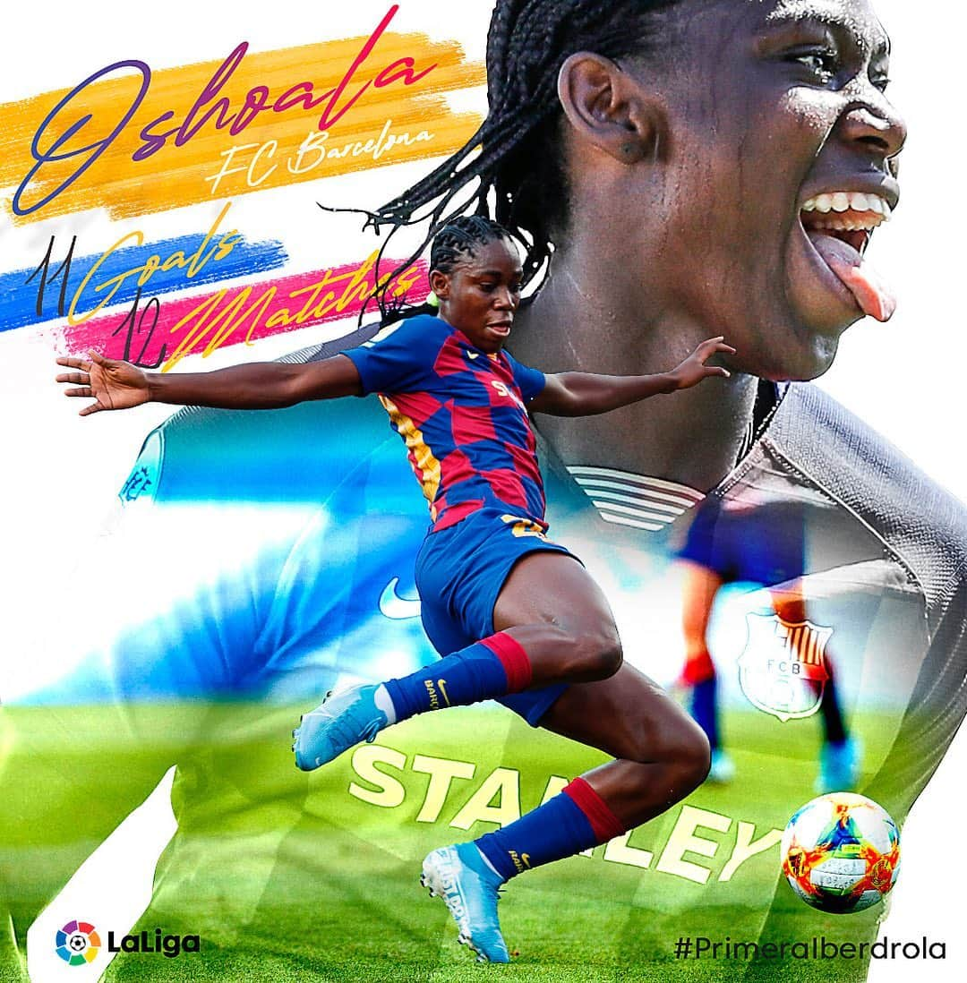 LFPさんのインスタグラム写真 - (LFPInstagram)「1️⃣1️⃣ GOALS in 1️⃣2️⃣ MATCHES... This is @asisat_oshoala! 🔥🌟 • #LaLiga #PrimeraIberdrola #Barça #Oshoala #Football #Goals」10月18日 2時22分 - laliga