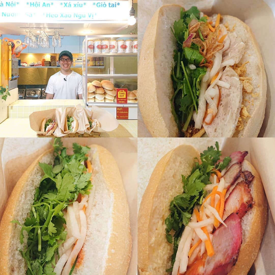 石原祐美子さんのインスタグラム写真 - (石原祐美子Instagram)「なんやこのパン！！！！！！初めての食感！！ パリッパリッで食べる音までおいしいぞ(*ﾟДﾟ)эc□ ・ ベトナムのサンドイッチ #バインミー あぁ昨日食べたばっかりやのに、もうまた食べたい(*´﹃｀*) クセになりすぎるよ、オーサカバインミーのバインミー🌭 ・ #パクチー が収まるべきとこにピッタリはまってる感覚もびっくり！！ 実はパクチーはずしてもらおうか一瞬迷ったけど、いらんこと言わんでよかったー💦 ・ てかはじめてパクチーをこんなにも必要と感じたかも😁ソースとの相性やろか、ほんとにめっちゃおいしい！！！！ ・ チャーシューもチキンもおいしいけど、牛筋レモングラス煮込みが私のイチオシ🌟(o′З`)b ・ ・ セットドリンクの #蓮花茶 もこっくりさわやかでめっちゃいい✨✨✨ ・ ・ #jcom #パインバンブーアワー のロケで行ってきたよ🎶オンエアは11月です パートナーは #繁田梨世 #見てね💕 ・ ・ #オーサカバインミー #バインミー専門店 #バインミー #ベトナムのサンドイッチ #バインミーサンドイッチ #パン #新食感 #食感 #大阪グルメ #大阪ランチ #テイクアウト #イートイン #サンドイッチ #ベトナム料理 #大阪バインミー #長堀橋 #大阪市 #osaka #食べスタグラム」10月18日 14時59分 - chiki2johnny14