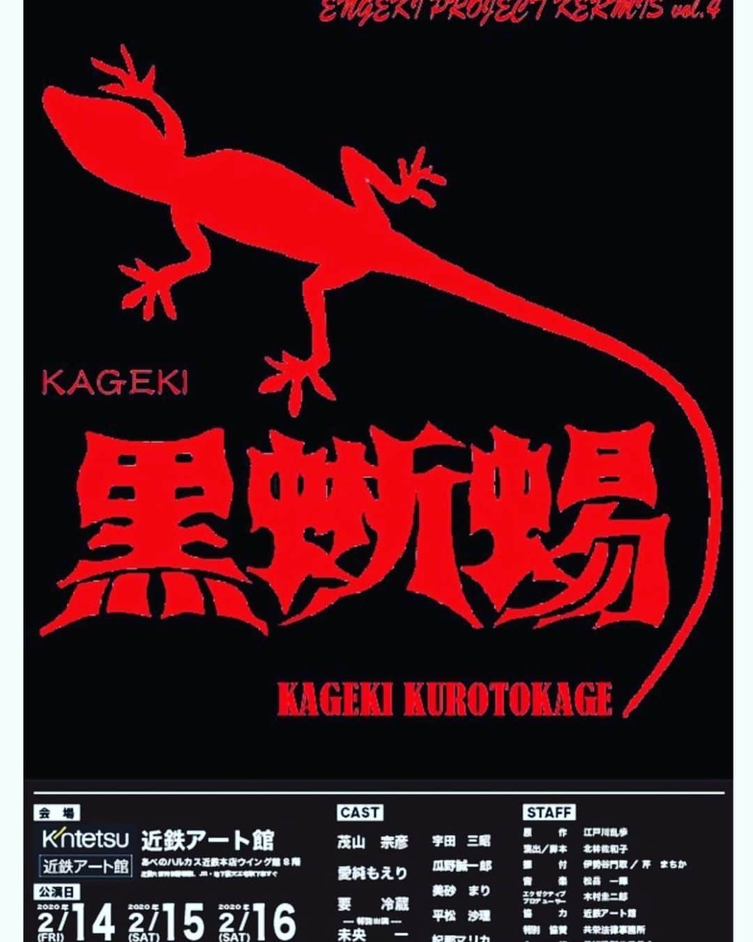 愛純もえりさんのインスタグラム写真 - (愛純もえりInstagram)「出演決定〜‼️ 宝塚でも出演した事のある 『黒蜥蜴』❗️このような形でまたこの作品に携わることができてとても幸せです✨ . . 大阪でーす❣️観にきてね❣️. 『KAGEKI 黒蜥蜴』  2020年2月14日(金)19時開演 2020年2月15日(土)12時開演/16時開演 2020年2月16日(日)12時開演/16時開演 ※開場は開演の30分前 ■公演場所 近鉄アート館（あべのハルカス近鉄本店ウィング館８階） 〒545-8545 大阪市阿倍野区阿倍野筋1-1-43 あべのハルカス」10月18日 17時14分 - moeri_aizumi