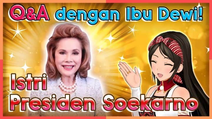 マヤ・プトゥリのインスタグラム：「💬 Talking with Ibu Ratna Sari Dewi, wife of Indonesia's First President, Soekarno! Maya diberi kesempatan luar biasa buat ngobrol dengan ibu Dewi, salah satu istri dari pak Soekarno, presiden pertama kita!✨✨ Kenalan dikit sama ibu Dewi yuk! - 📺 full : https://youtu.be/XRZEs8L0LFA - Please check my Youtube channel٩(๑❛ᴗ❛๑)۶ #mayaputri #halomaya #youlaughyoulose #youtube #virtualyoutuber #indonesia #youtuber #maya #video #ratnasaridewi #irsoekarno #presiden #istri」