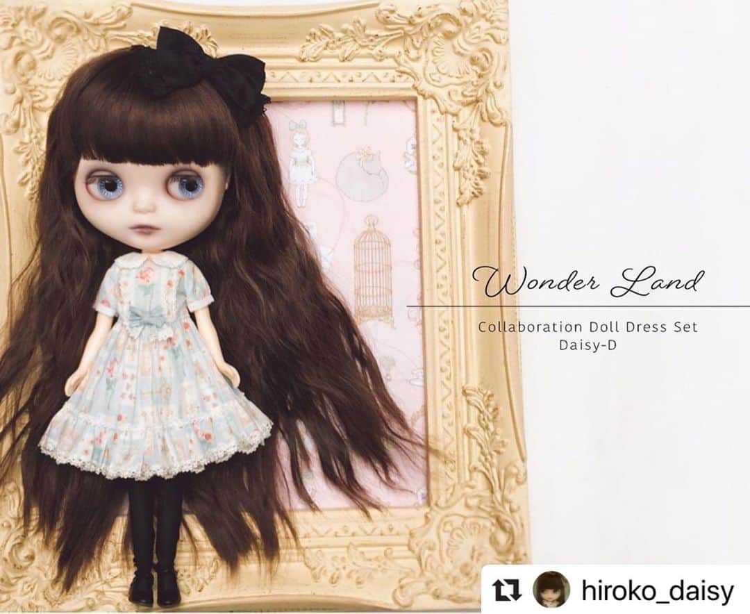今井キラのインスタグラム：「#Repost @hiroko_daisy with @make_repost ・・・ Wonder Land﻿ Kira Imai & Daisy-D﻿ Collaboration Doll Dress Set﻿ ﻿ Blythe Con JAPAN﻿ 2019年10月19日﻿ Kira Imaiブース（B04）﻿ Akiba Square﻿ blytheconfashiontour.com」