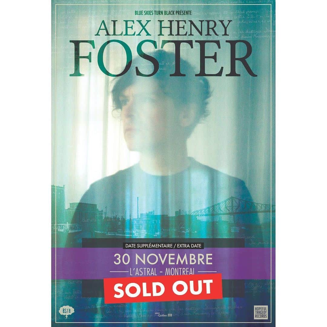 Your Favorite Enemiesのインスタグラム：「Congrats to Alex for yet another sold out concert in Montreal! We hope you’ve been able to get tickets; the show will be one to remember!  #alexhenryfoster #ahf #ahflive #windowsinthesky #bstb #blueskiesturnblack #montreal #soldout  @alexhenryfoster @blueskiesturnblack」