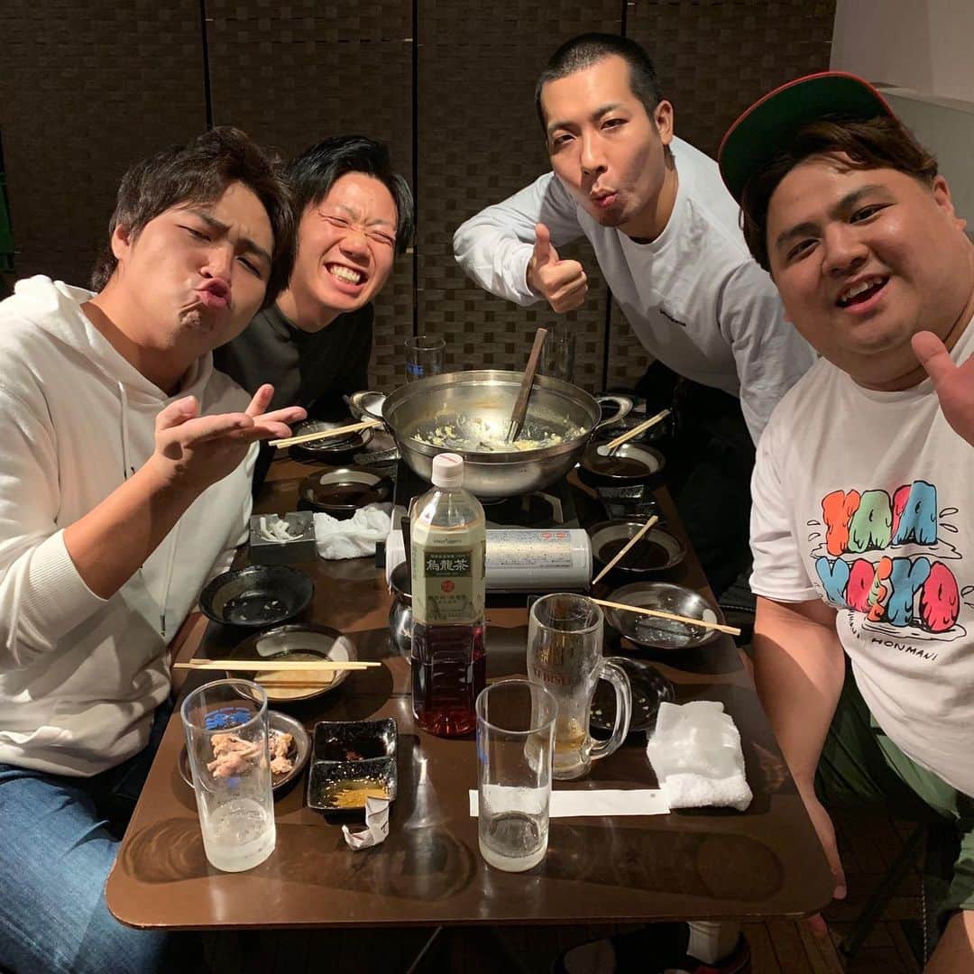 池田真一のインスタグラム：「【思い出】 ダブルヒガシ大東、サンパウけんしろを、戦士銘苅(めかる)とてげてげ！」