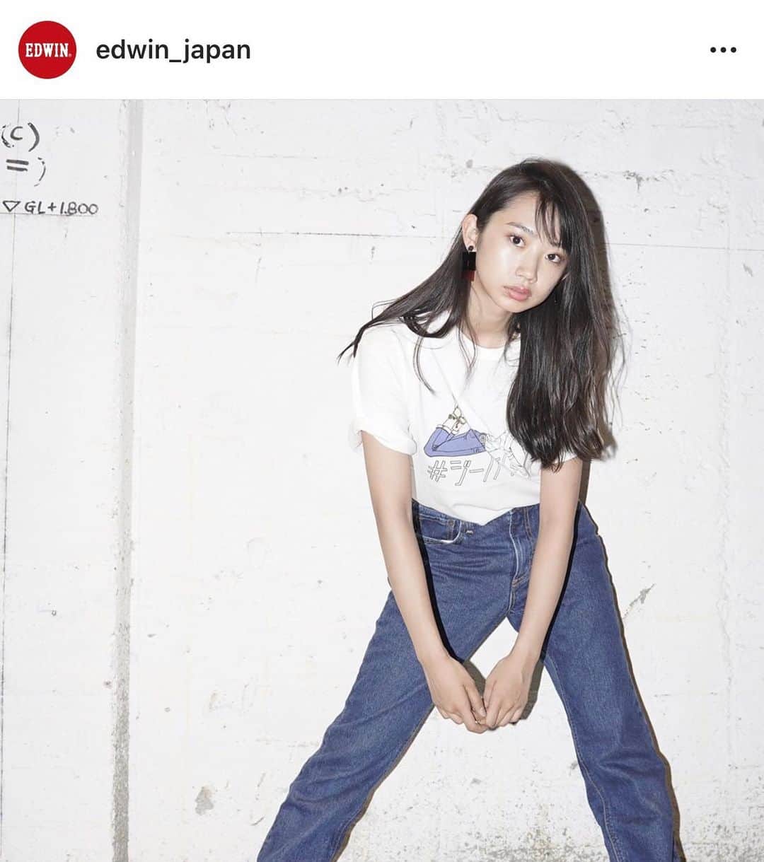 江口寿史のインスタグラム：「EDWIN #ジーパン女子とのコラボＴシャツ、通販してたのに気づいてツイートしたとたん完売になってしまいました。余裕を持ってお知らせできずにスイマセンでした。@edwin_japan @nanako_aizawa」