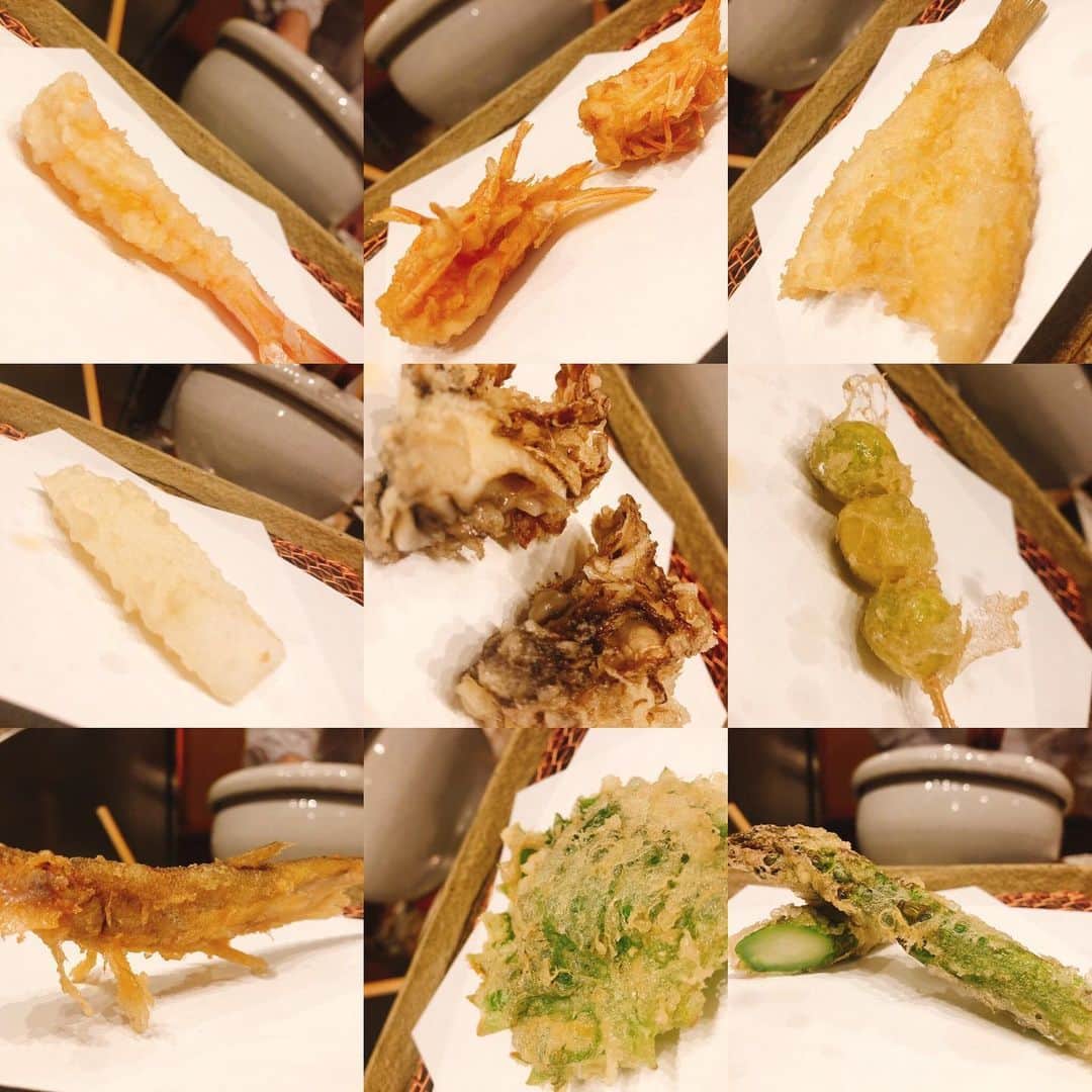 里美ゆりあのインスタグラム：「#天ぷら ヽ(｡ゝω・｡)ﾉ 量が丁度良い〜❤ #みかわ是山居 #delicious #japanesefood #てんぷらみかわ」