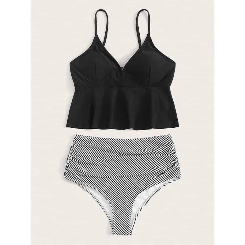 COORDINATESHOP Fitnessのインスタグラム：「シャーリングハイウエストタンキニセットとペプラムトップ 4,760円」