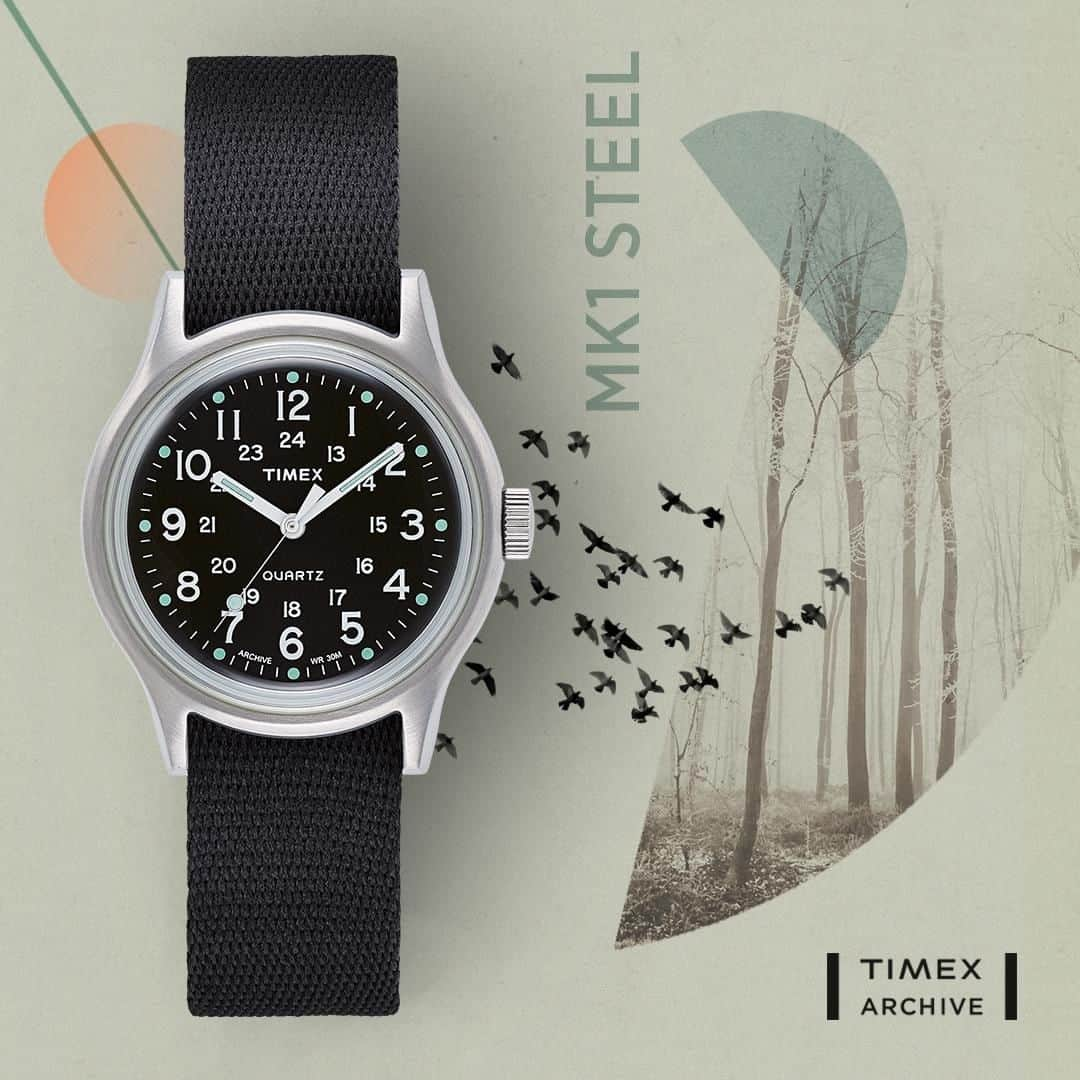 タイメックスさんのインスタグラム写真 - (タイメックスInstagram)「Finding inspiration in our first Camper model from the ‘80s, our Timex Archive MK1 brings together military-inspired design and a high-quality grosgrain strap.  #timex #archive #mk1 #80s #wedontstop ⌚: MK1 Military 36mm」10月19日 23時30分 - timex