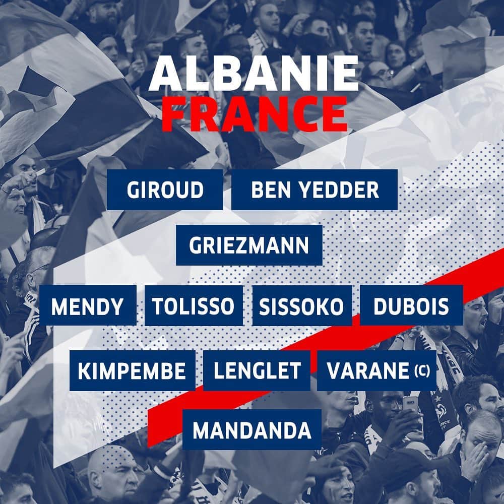 サッカー フランス代表チームさんのインスタグラム写真 - (サッカー フランス代表チームInstagram)「Les 11 Bleus qui débutent ce match face à l’Albanie ! 👊🇫🇷 RDV à 20h45 ! 🔥 #FiersdetreBleus #ALBFRA - Line up for 🇦🇱 - 🇫🇷」11月18日 3時45分 - equipedefrance