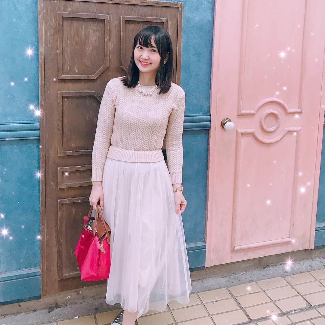 のインスタグラム：「* 愛知県の旅 着用コーデ💕👗👠 * #onepiece ⇨♡ @annette_diary  #necklaces ⇨♡ @styleonme_jp  #bag ⇨ @longchamp * * チュールスカートとニット セパレートに見えますがワンピです💕 このワンピ 名古屋で地元の方に褒められました❣️♥️ * #コーデ #コーディネート #code  #cordinate  #izumiコーデ 🎀 #izumileコーデ #イズミールコーデ #アネット #スタイルオンミ  #ロンシャン #annette  #styleonme #longchamp  #大人可愛い #大人可愛いコーデ」
