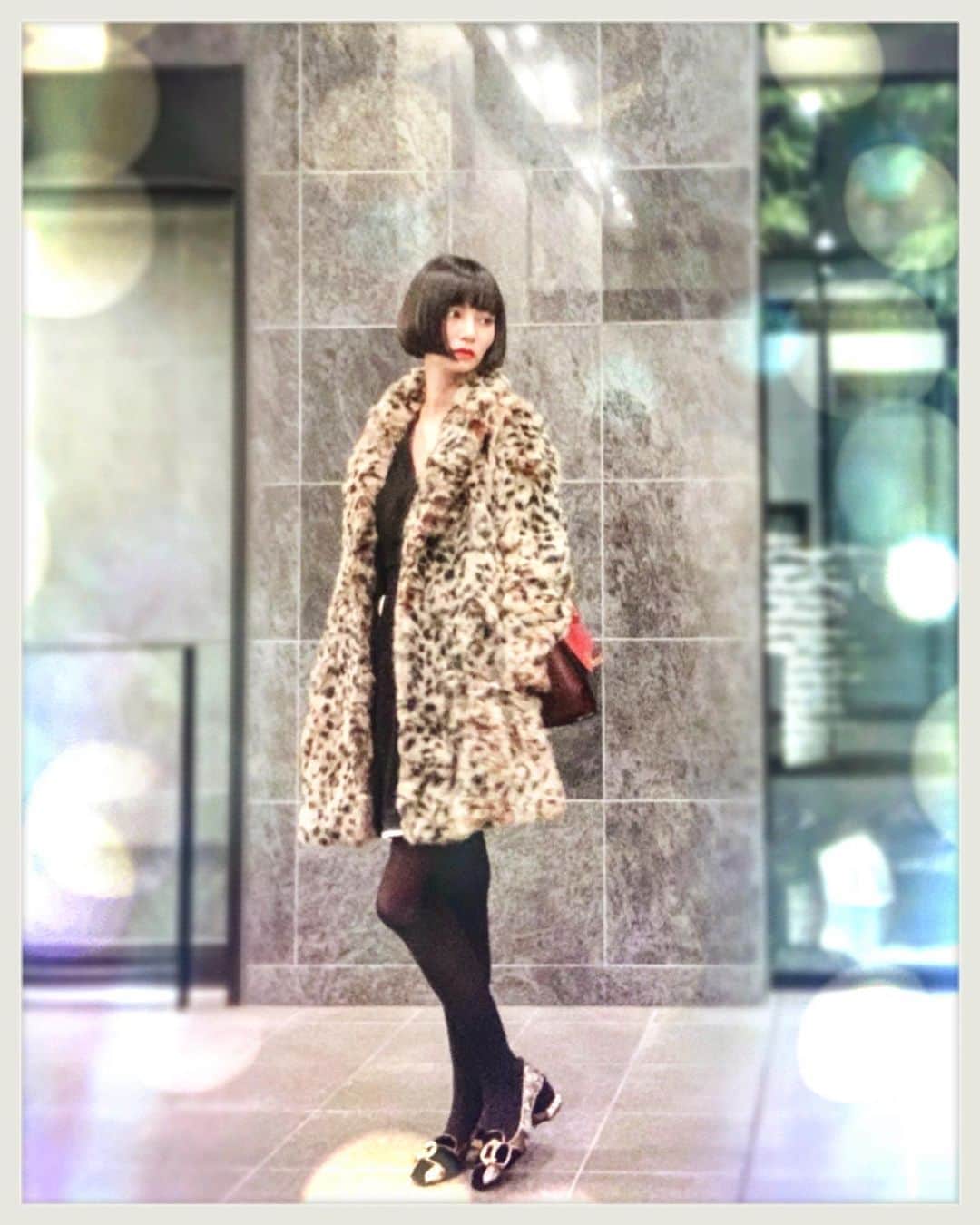 知華さんのインスタグラム写真 - (知華Instagram)「2019.11.14 従姉が仕事で東京にきたので 夜遊び🗼ぽい服を。 🧥#jillstuart 👗#mamekurogouchi 👜#celine 👠#dolceandgabbana #着飾る愉しみ #fashion #ootd  このコート古着で3000円✌️ 昔同じものを持っていたのですが 似たような新しいのも良いけど 探したらあったので🤭🤞 #ヒョウ柄コーデ #🐆 ワンピースはあまり見えないけど Perfumeの子が衣装で着ていたものらしい☺️ #Perfume #衣装 ファスナーの上のボタンをしめてなかったことに 帰宅してから気付く‥。」11月14日 1時38分 - tomoca1204