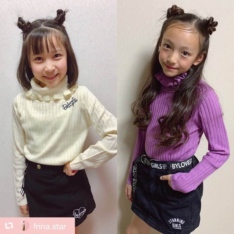 byLOVEiTさんのインスタグラム写真 - (byLOVEiTInstagram)「#バイラビツインズ  にインスタガール リナちゃん&リリちゃんが参加してくれました❣️ ﻿ リナリリ💜は、イロチの双子コーデ、ヘアアレもネコ耳ツインズヘア🐱✨ ﻿ ふたりにはおそろコーデに使える💖おそろアクセをプレゼントします🎁﻿ #repost @frina.star via @PhotoAroundApp  バイラビツインズ💗 . りな♡りり ふたごコーデにチャレンジ😃 ネコ耳ヘアーもオソロです💗 . . #repost @byloveit_official via @PhotoAroundApp  冬のお楽しみイベント開催💜﻿ 11/1（金）〜1/31（金）の期間中﻿ #バイラビツインズ 大募集👭💕﻿ ﻿ ハッシュタグ #バイラビツインズ をつけてバイラビ双子コーデを投稿してくれた中から、@byloveit_official がおしゃれな投稿をピックアップしてリポスト&ご紹介します💜﻿ ﻿ ・完全一致の双子コーデ👭﻿ ・おそろアイテムでリンクコーデ💕﻿ ・カラーをあわせた雰囲気おそろコーデ💖﻿ ﻿ などなど、双子コーデのバリエーションは無限大♾✨﻿ ﻿ ピックアップしたバイラビガールには、お友達とおそろで使えるバイラビグッズをプレゼント🎁﻿ ※投稿の際、@byloveit_official をフォロー& 必ずお友達をタグづけしてください🎀 ﻿ ﻿ ちなみに、アプリで合成した写真での参加もOK🙆‍♀️💕遠くに住んでるお友達とも双子コーデで楽しんでね🐰🐻﻿ ﻿ バイラビ通信冬号では双子コーデをたくさん紹介しているので参考にしてくださいね♪🎃👻🎄🤶﻿ ﻿ #byloveit #バイラビット #バイラビ通信 #ニコプチ #ニコプチキッズ #双子コーデ #双子ちゃん #双子 #ふたごコーデ #シミラーコーデ #ツインズコーデ #シミラールック #おそろいコーデ #おそろ #おそろい #おそろこーで #おそろっち  #おそろいヘア #120cm #130cm #140cm #150cm #160cm #小学生コーデ #通学コーデ #お出かけコーデ #りなりり」11月14日 19時41分 - byloveit_official