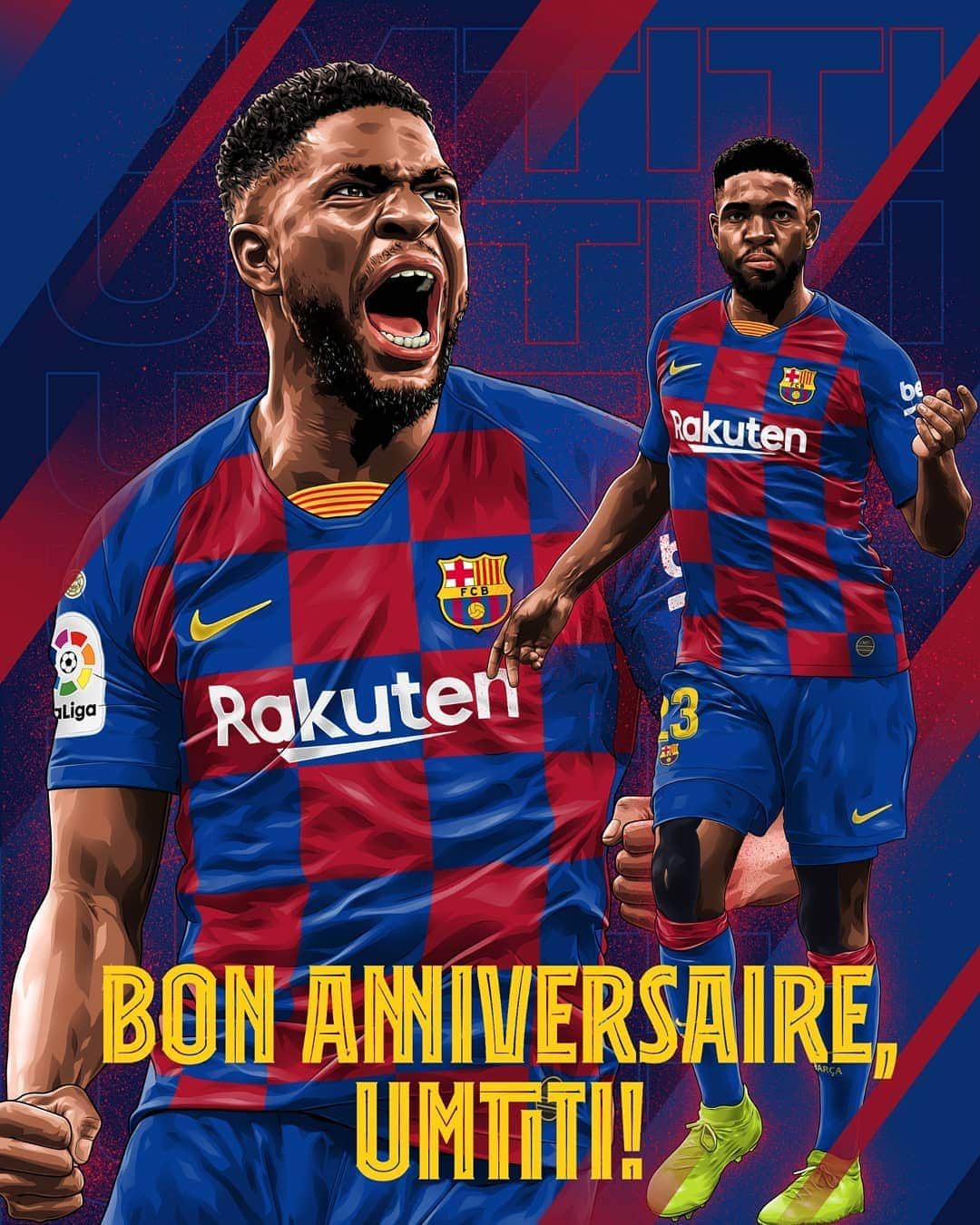 FCバルセロナさんのインスタグラム写真 - (FCバルセロナInstagram)「🎂 Joyeux anniversaire, @samumtiti! 🎉 🎁 Happy Birthday, Big Sam! (26) ¡Feliz cumpleaños! Per molts anys! 🎉」11月14日 17時29分 - fcbarcelona