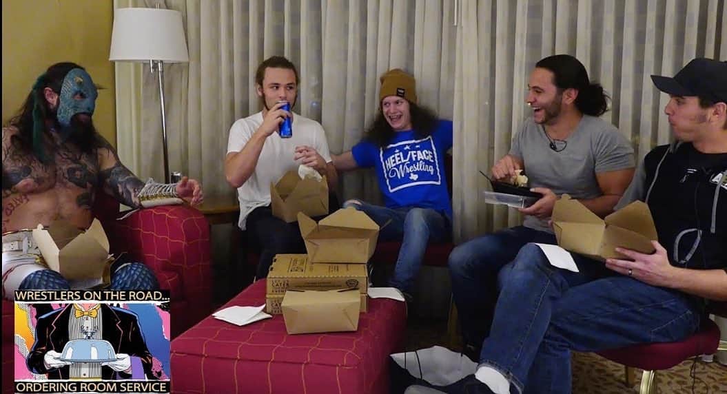 マット・ジャクソンのインスタグラム：「New Wrestlers Ordering Room Service w/ Jurassic Express! Have you checked it out? Comment below!」