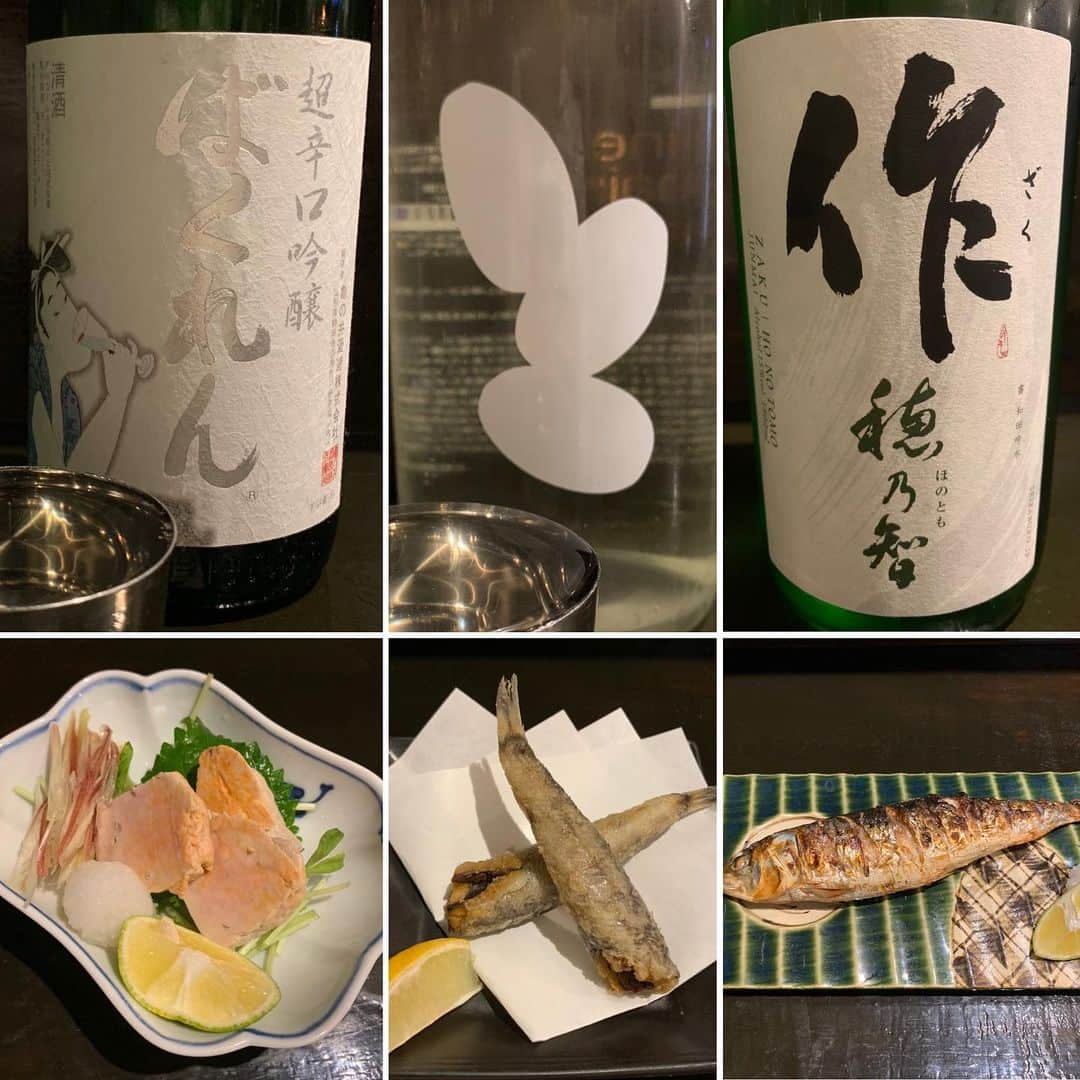 くろさんのインスタグラム写真 - (くろInstagram)「今宵は日本酒堪能🍶 美味しいお酒に美味しい酒の肴😋 #日本酒 #sake #ばくれん #大嶺 #作穂乃智 #あんきも #あん肝 #めひかり #小さな高級魚 #いわし焼き #鰯焼 #近所の居酒屋 #近所呑み」11月14日 21時03分 - m6bmw