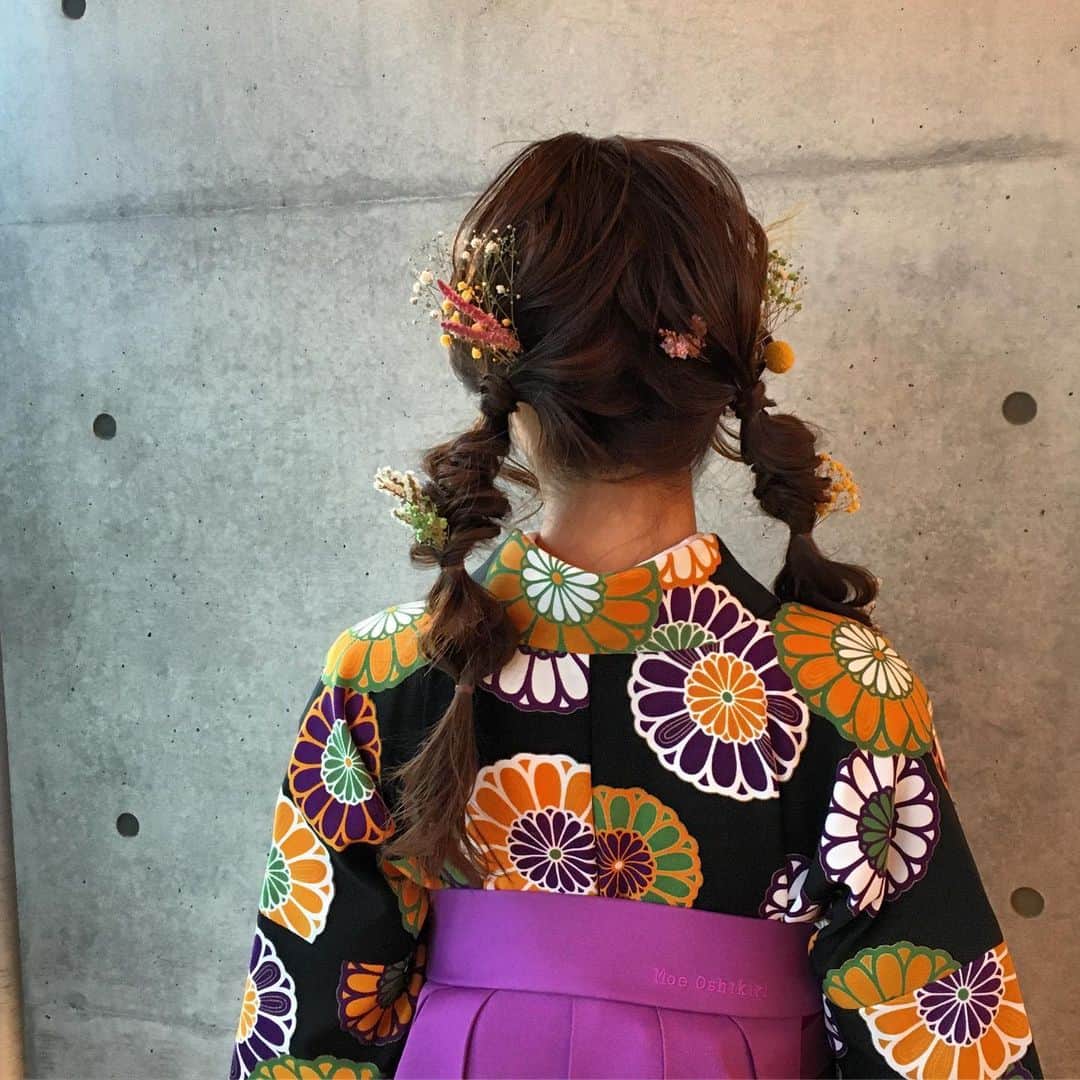 星野芽生さんのインスタグラム写真 星野芽生instagram ツインテール くるりんぱ タマネギ で可愛く２つくくり ˍ 私はなかなかしないツインテール Lavieen Rose Hakama ラビアンローゼ卒業袴 ラビアンローゼ ヘア