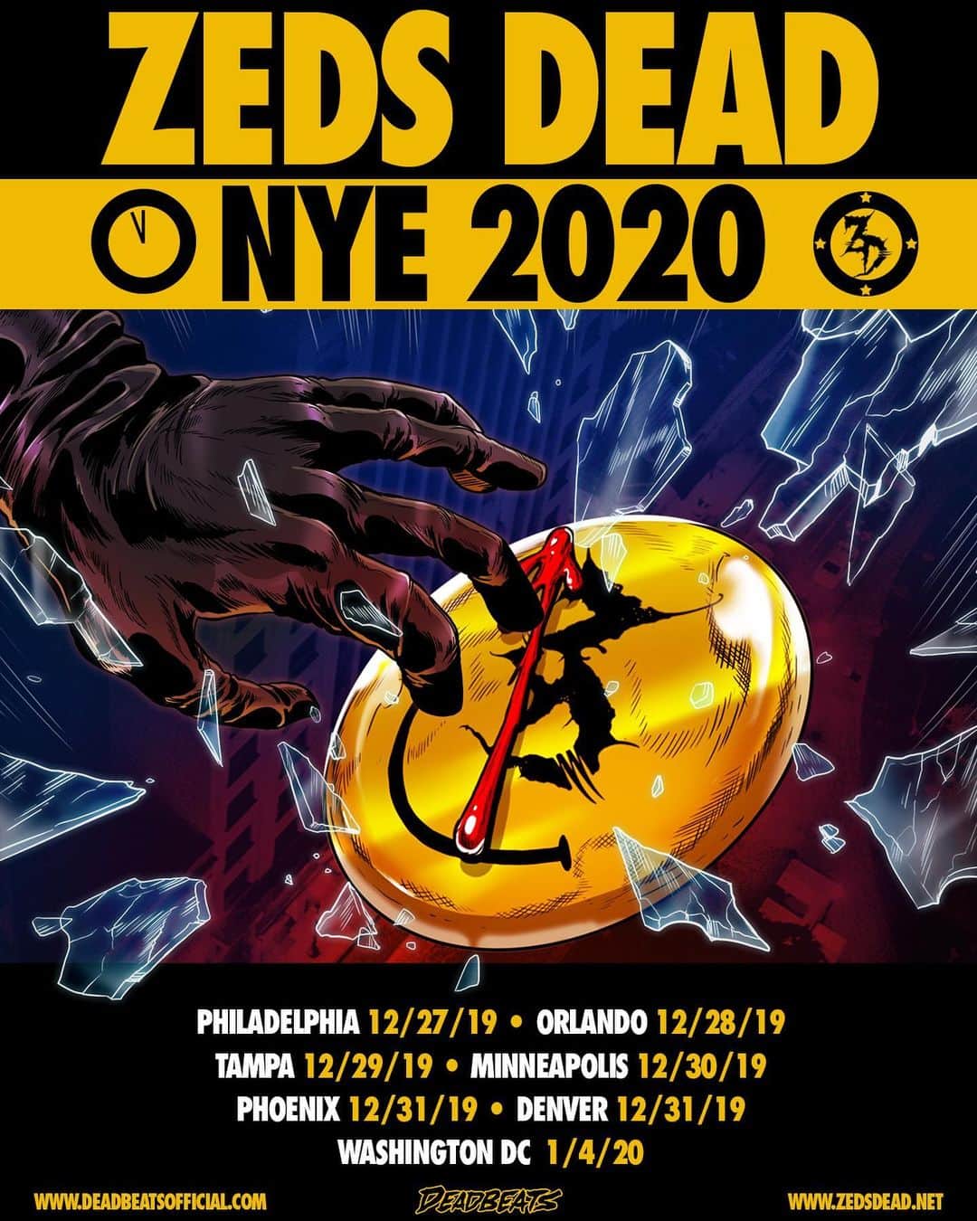 Zeds Deadのインスタグラム：「NEW YEARS 2020 TOUR ONSALE NOW ☠️ @deadbeats 12/30 + 1/4 www.zedsdead.net」