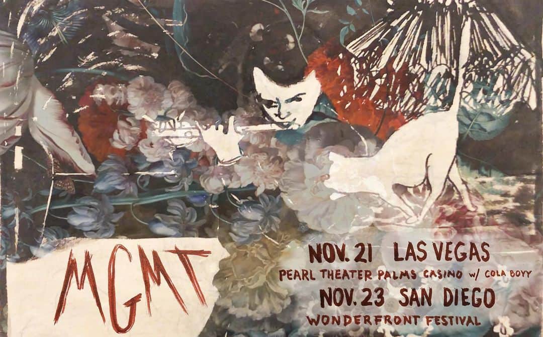 MGMTのインスタグラム：「ONE WEEK until Vegas 11/21 at the PEARL THEATER (PALMS CASINO) with @colaboyy 𓌵𓌵𓌵 —11/23—SAN DIEGO at @wonderfrontfest  tixxx: link in bio」