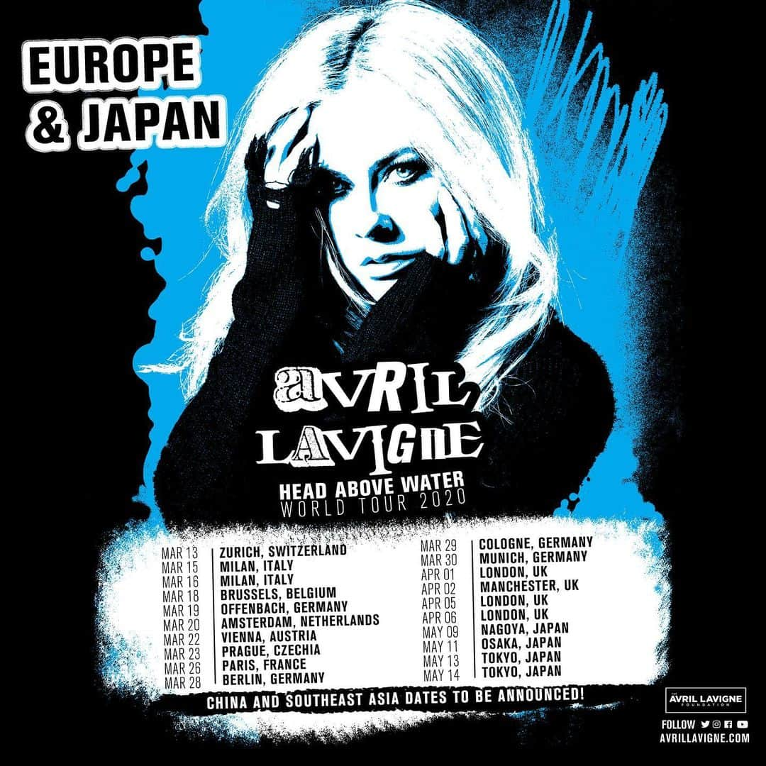 アヴリル・ラヴィーンさんのインスタグラム写真 - (アヴリル・ラヴィーンInstagram)「More Head Above Water Worldwide tour dates have been added !! More European dates added and upgraded a bunch of venues so we can all party!! Here are some Japan dates and more Asia dates also coming soon !!! Tickets available at www.avrillavigne.com」11月15日 8時56分 - avrillavigne