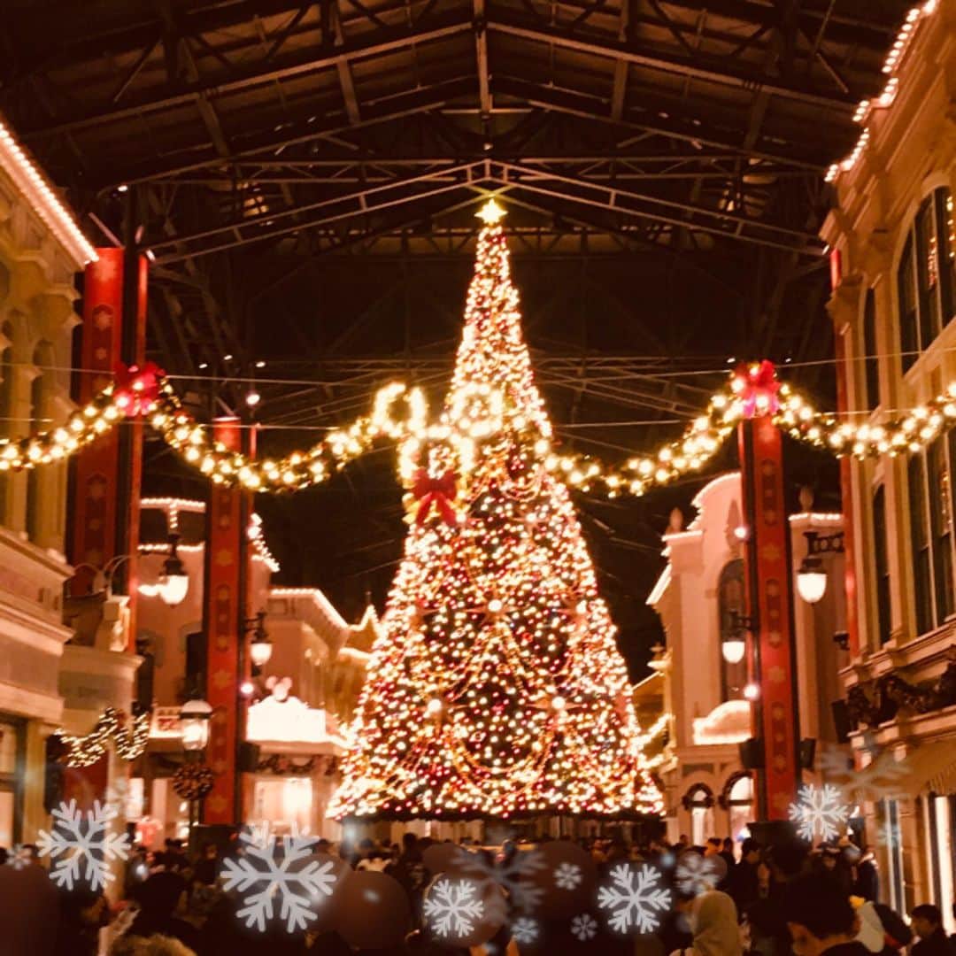 蒲生麻由のインスタグラム：「ディズニークリスマス2019❣️ 平日とは思えないほどの混み具合だったけど、　天気も良かったから朝から晩まで遊び倒した1日😆  綺麗なツリーに圧巻🎄 息子のキッスに母ちゃんメロメロ💋  #ディズニーランド #disneyland #ディズニークリスマス2019 #子連れディズニー #色々事件があったけど #楽しい1日 #familytime #家族ディズニー #2歳9ヶ月 #生後3ヶ月」