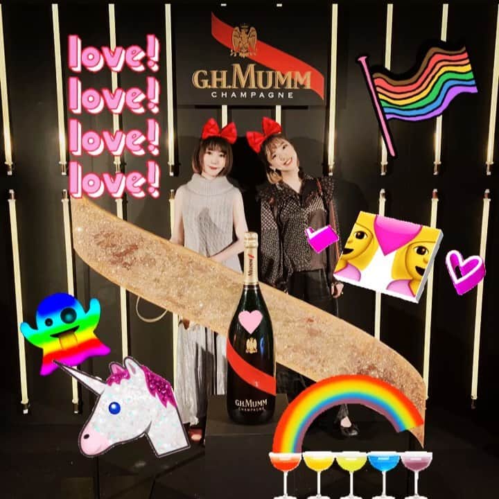 マコ・プリンシパルのインスタグラム：「Dare. Win. Celebrate 🦄🌈👩‍❤️‍👩🍾💫 ・  #mummgrandcordon のレセプションパーティーへ🍾 CEOである #ウサインボルト 氏プロデュースのシャンパーニュが発売されるそう。世界最速の味？ ・ 🍾 ・ 🍾 ・ #mumm #mummgrandcordon #celebration #champagne #ウサインボルト」