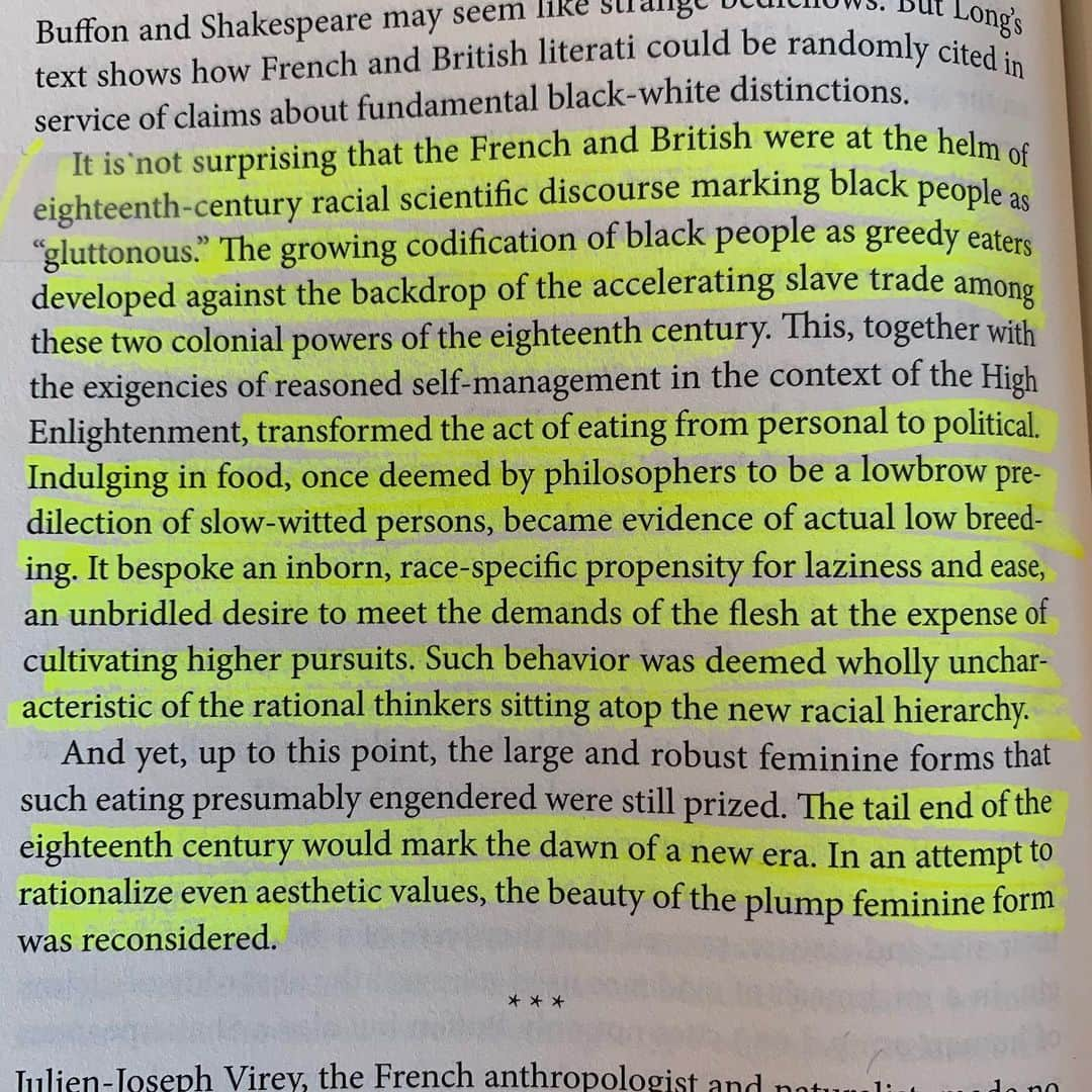 マット・マクゴリーさんのインスタグラム写真 - (マット・マクゴリーInstagram)「“Fearing the Black Body: The Racial Origins of Fat Phobia” by Sabrina Strings  # So grateful for this book. It is a truly remarkable piece of work that offers great insight into the history of fatphobia and its origins in the fear and hatred of the Black body.  It offers a really important account of how so many of the stereotypes that are still ever-present today came to be.  An important historical analysis for anyone interested in these subjects. #SabrinaStrings #FearingTheBlackBody  # For many years I’d heard the idea that thinness was not originally valued in the U.S. and Europe. And that larger bodies, in women, were considered closer to the “ideal”  beauty standard. This book clearly charts how that came to be. # Another idea that became very stark to me in reading this book, is how the language and ideas around  morality and religion are still so linked to stereotypes today. Beliefs about fat people being “lazy,” “greedy,” “immoral” and “lacking self control” are still incredibly common. Especially when it comes to Black people.  Even foods and food packaging having references referring to them to as “sinful”, “guilty pleasures,” “innocent” and invoking religious imagery became especially ridiculous when seeing the origins of it clearly spelled out.  When we are dieting  or losing weight, people promote moral assumptions, saying “Ugh, you’re so good and I’m so bad!” Many of us rarely stop to think about how these ideas came to be (let alone how they still currently marginalize people). From a historical perspective, this offers clear insight. # My Booklist: bit.ly/mcgreads (link in bio) #mcgreads」11月16日 4時29分 - mattmcgorry