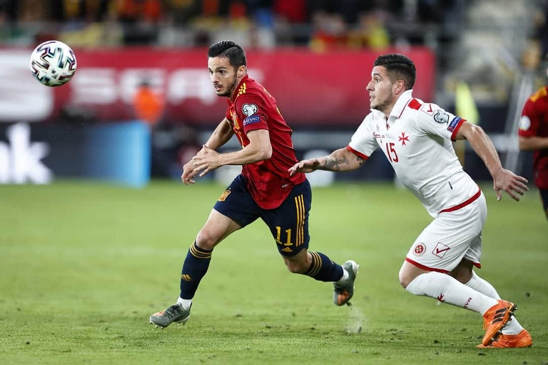 パブロ・サラビアさんのインスタグラム写真 - (パブロ・サラビアInstagram)「Gran partido 🇪🇸 Muy feliz de jugar y poder marcar el primer gol con la @sefutbol 😄😄 . #España #unidosporunreto🇪🇸 #vamosespaña #euro2020 #ps」11月16日 6時55分 - pablosarabia92