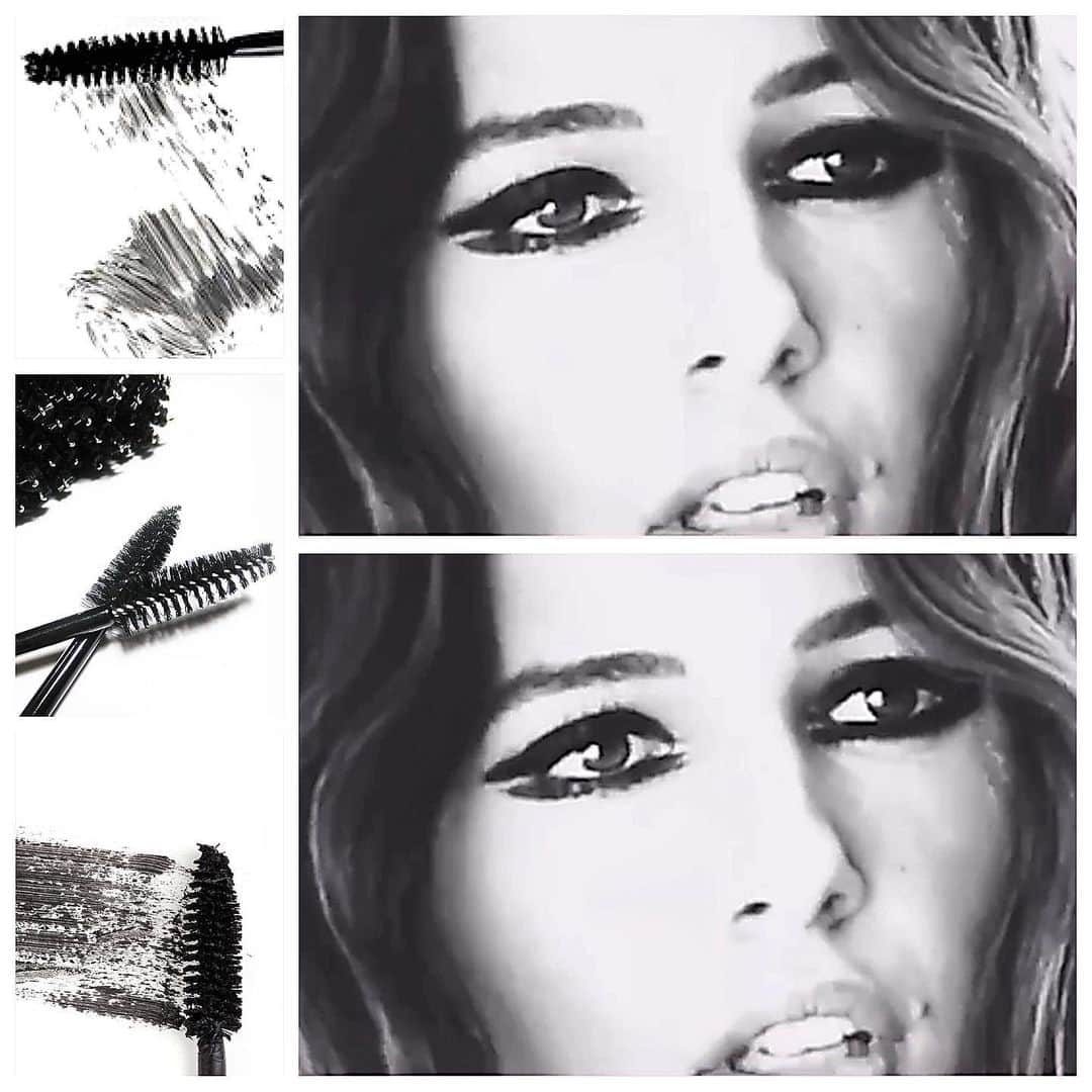 JO BAKERのインスタグラム：「N A O M I • S C O T T 🇬🇧 Stippled gritty lined eyes ...for #naomiscott for @vmagazine  I wanted to create a bold edginess with the texture and an imperfect loose shape so I used the end of a  #levolumerevolution mascara wand by @chanel.beauty to stipple a thick and dramatic double framed inky look..this creates a vintage almost Polaroid, pre HD feel which appears extremely romantic with an almost nostalgic sexiness.... @welovecoco @charliesangels hope you like... hair @bridgetbragerhair  Makeup by me #jobakermakeupartist using #chanel #mascara #eyes #60s #polaroid」