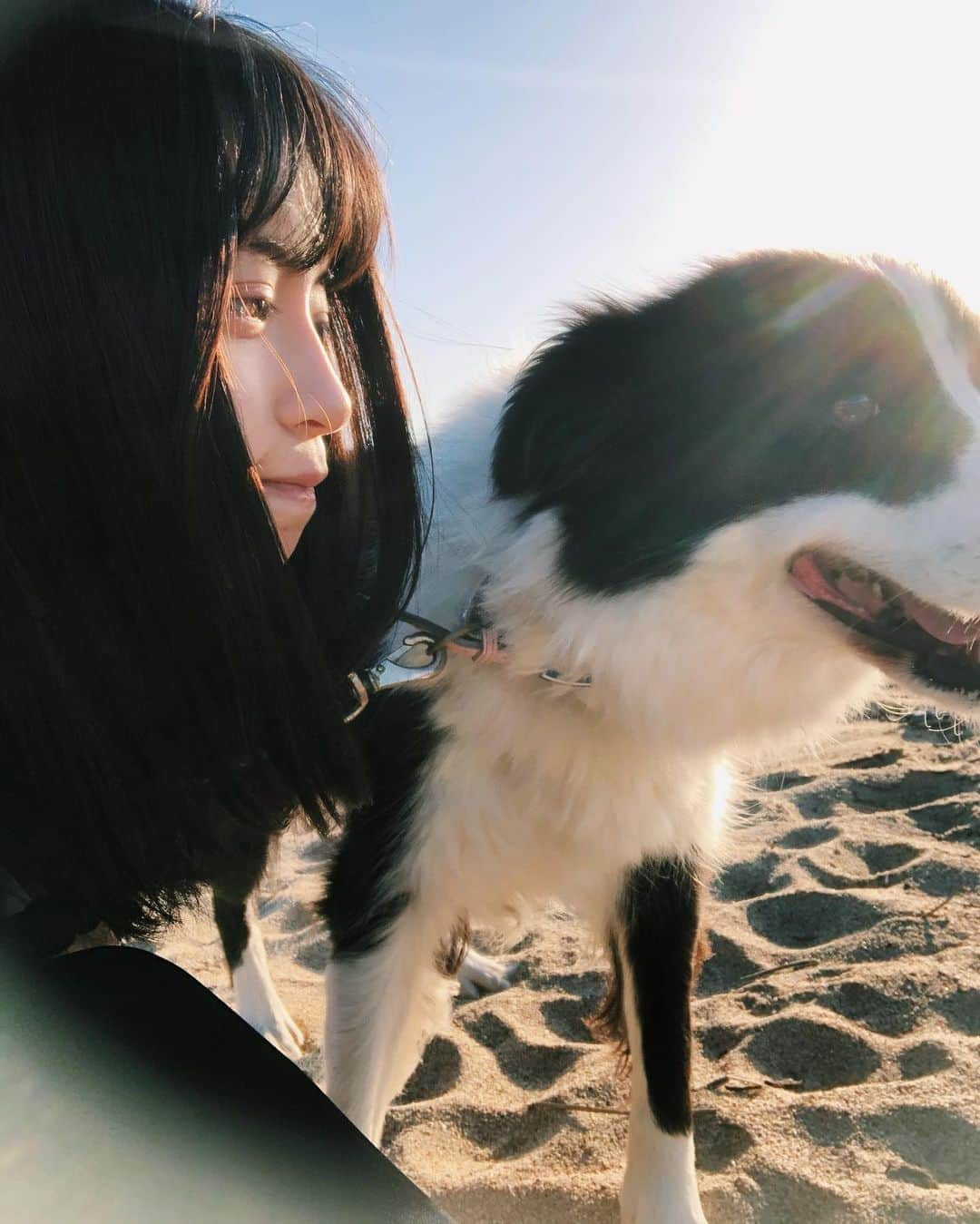 中尾萌那のインスタグラム：「海の風が心地よかった🐾 #さんぽ」