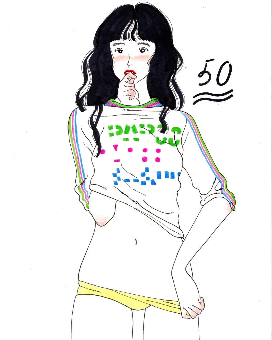 たなかみさきさんのインスタグラム写真 - (たなかみさきInstagram)「パルコ50周年記念の トートバッグにイラストを描きました。 お世話になっておりまーす！！ 女の子が着ているTシャツのマークはなんのマークかわかるかな？」11月16日 15時42分 - misakinodon