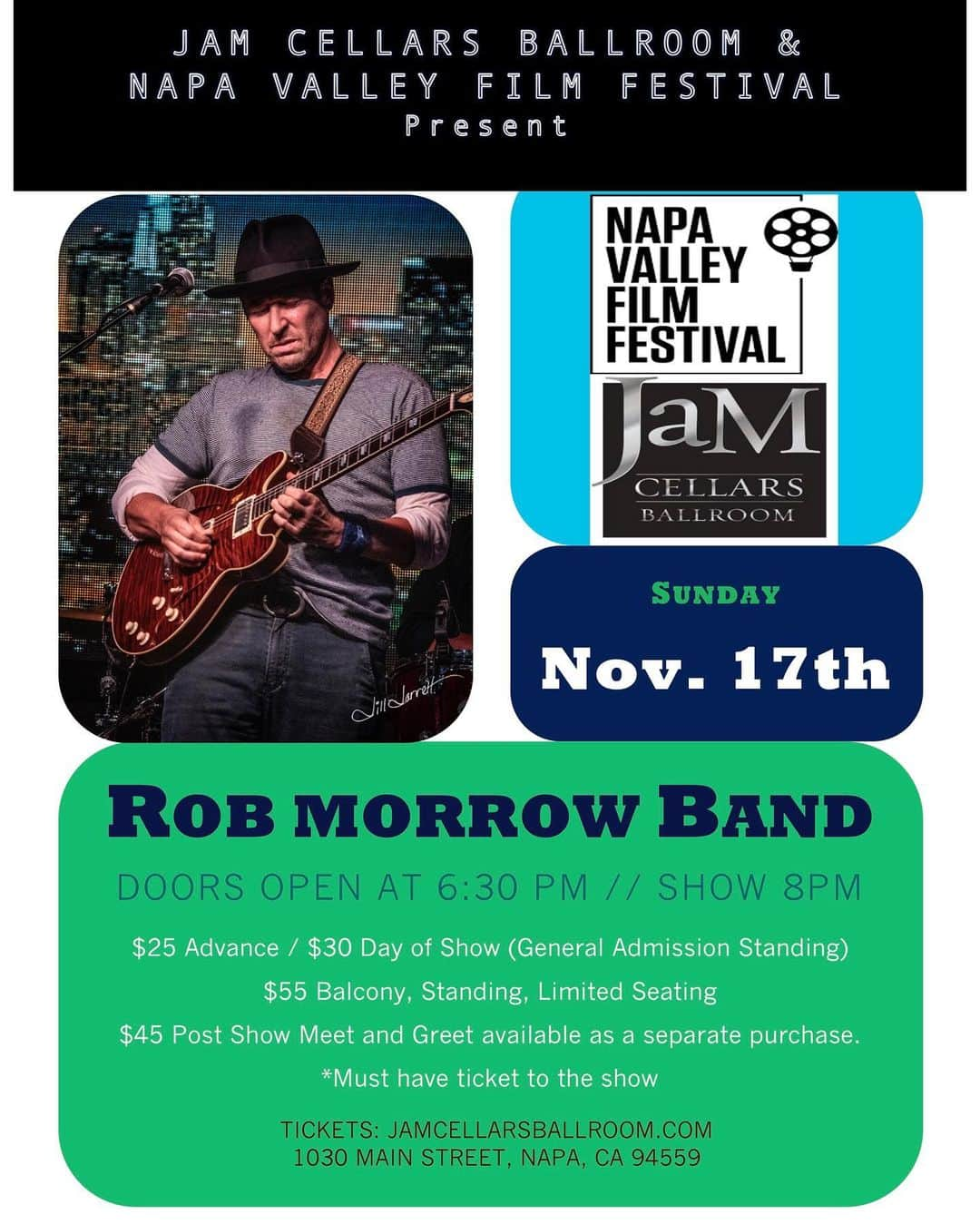 ロブ・モローさんのインスタグラム写真 - (ロブ・モローInstagram)「If u r in #napavalley come on out and let your hair down w/us. @napafilmfest  #RobMorrowBand」11月17日 3時10分 - officialrobmorrow