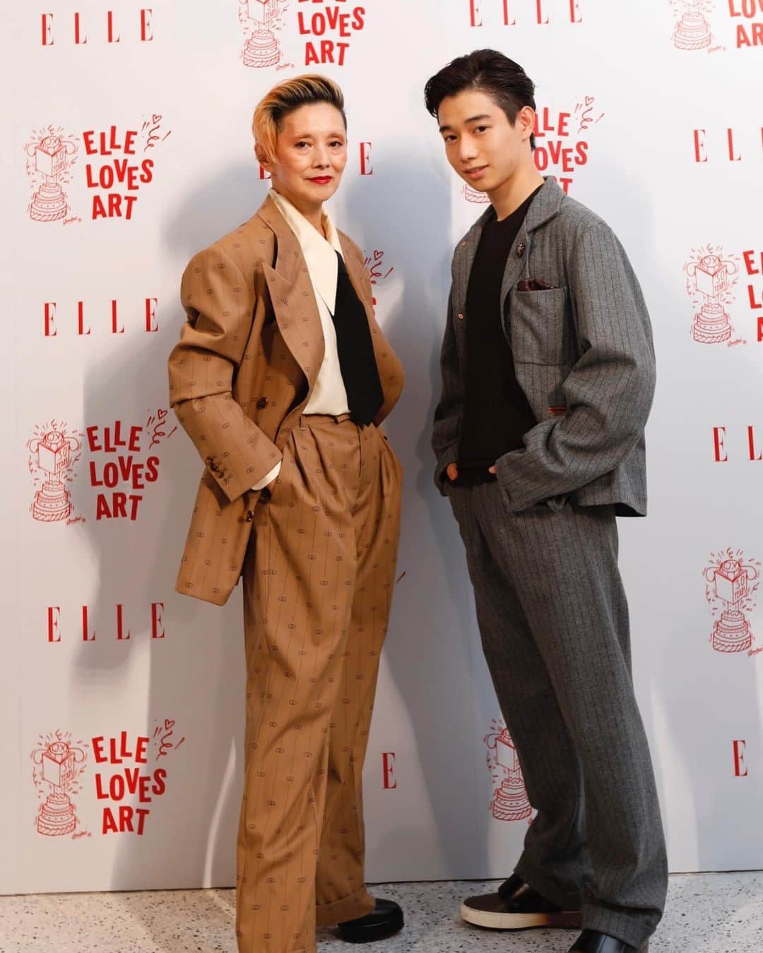 片岡千之助のインスタグラム：「@ellejapan  30周年おめでとうございます。  いつも母上の様に見守ってくださるマリさんといつも姉の様に仲良くしてくださる翠涛ちゃんに 会えてとても嬉しかったです。 また素晴らしい作品の数々を拝見させて いただけたこと感謝です！」