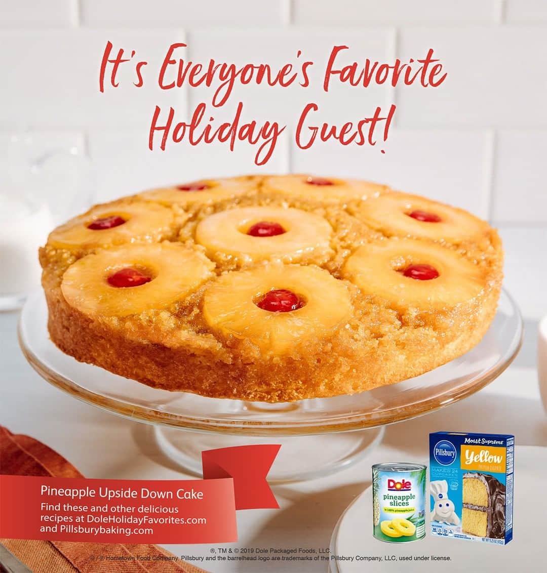 Dole Packaged Foods（ドール）のインスタグラム：「Make your holiday party a hit with Pineapple Upside Down Cake! 🍍 It’s everyone’s favorite holiday guest!  Check your local Sunday paper for savings on Dole Canned Fruit and try this delicious recipes and more!」