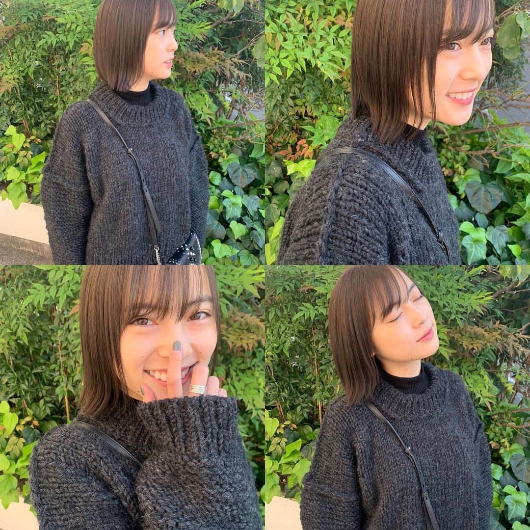 のインスタグラム：「さりいちゃんカーキアッシュにしてパツンとボブにしました🌿 #完全なすっぴん #lysa_yuki」